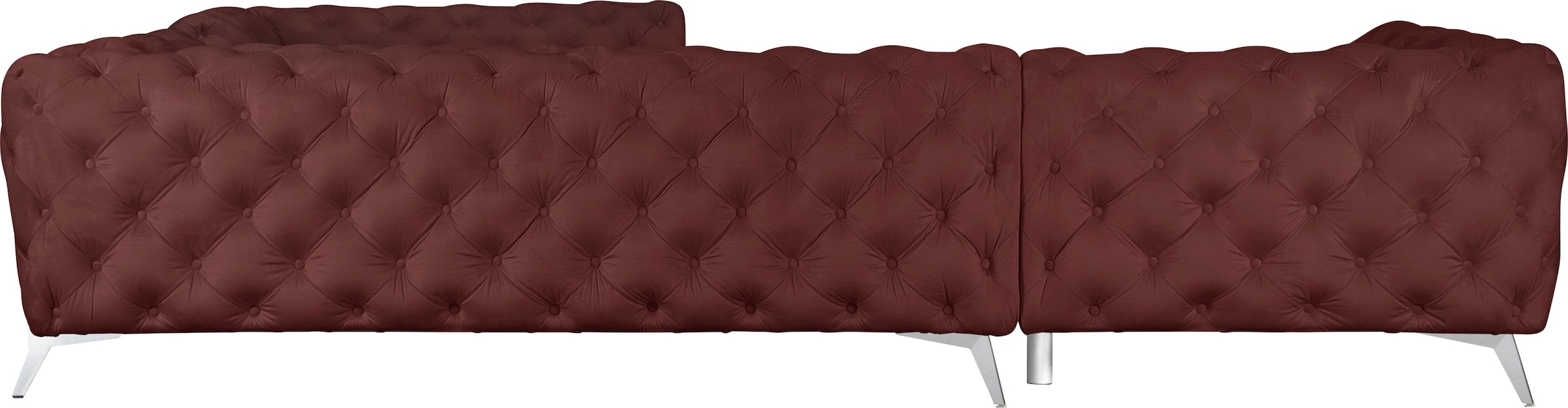 Leonique Chesterfield-Sofa »Amaury L-Form«, großes Ecksofa, Chesterfield-Optik, Breite 323 cm, Fußfarbe wählbar