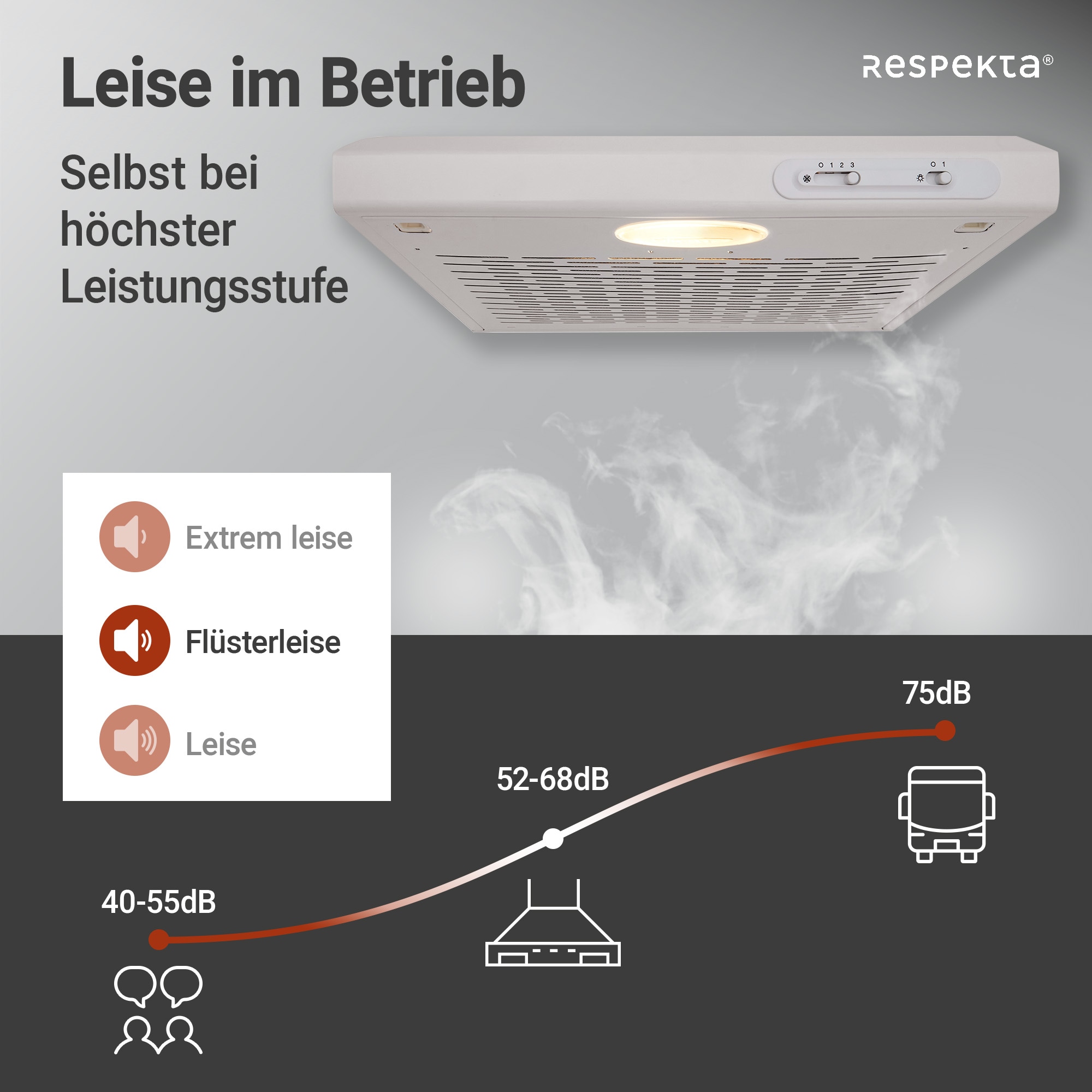 RESPEKTA Unterbauhaube »DH 620«, 60 cm, 3 Leistungsstufen, LED-Beleuchtung, Ab- und Umluftfähig