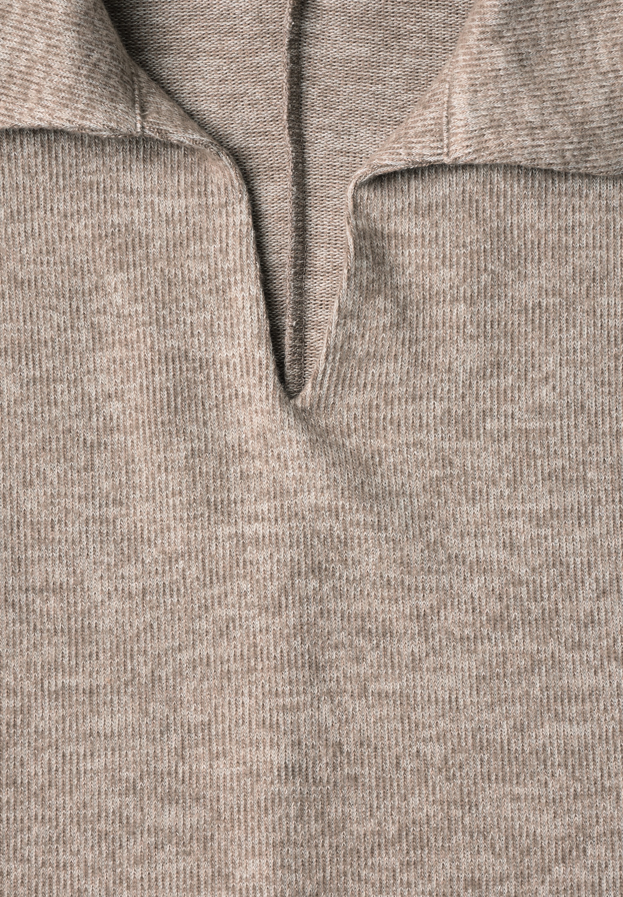 STREET ONE Langarm-Poloshirt mit Polokragen / Im Melange-Look