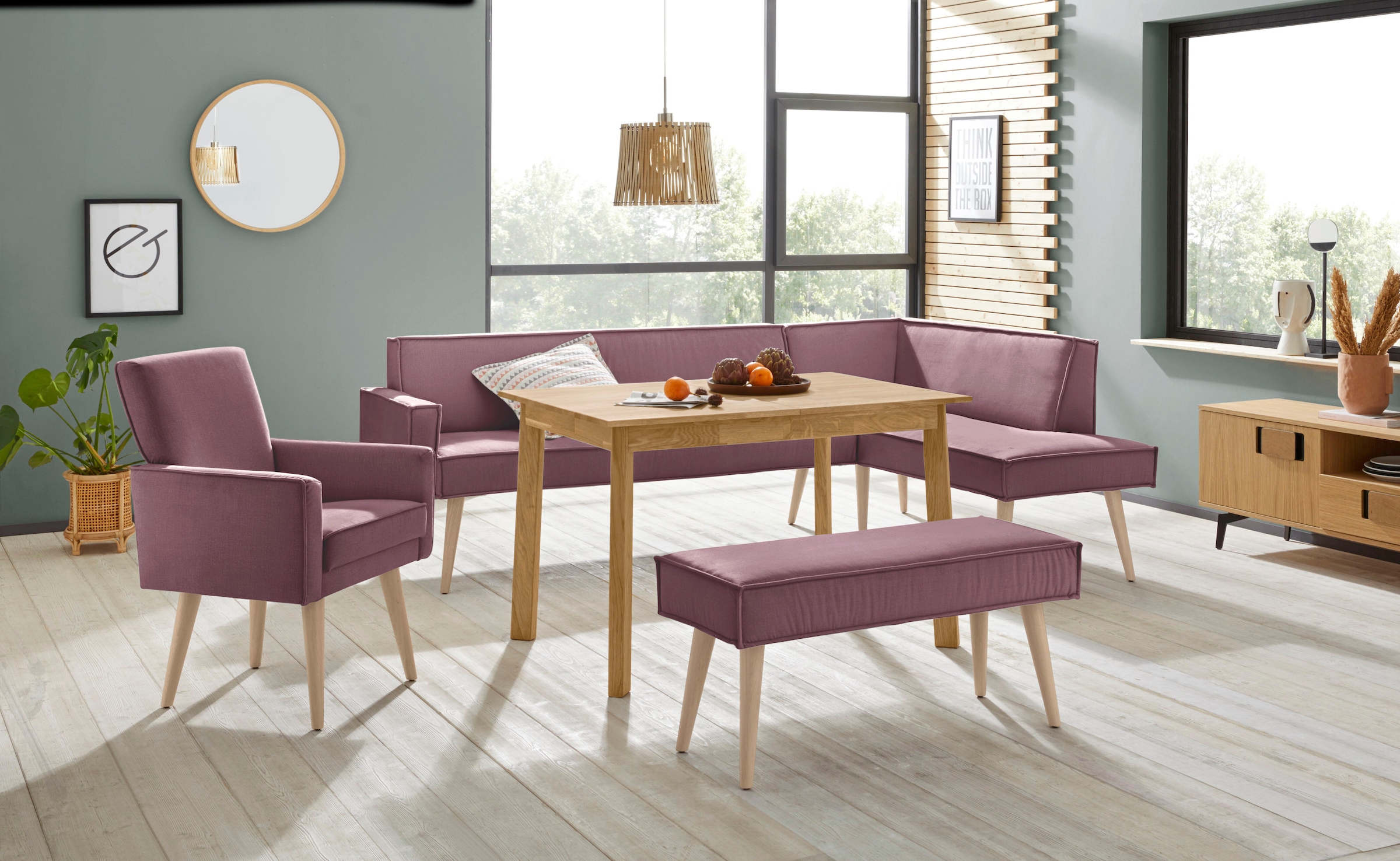 exxpo - sofa fashion Sessel »Lungo, Loungesessel mit moderner Kedernaht, bequem und elegant«, Breite 64 cm, hoher Holzfuß