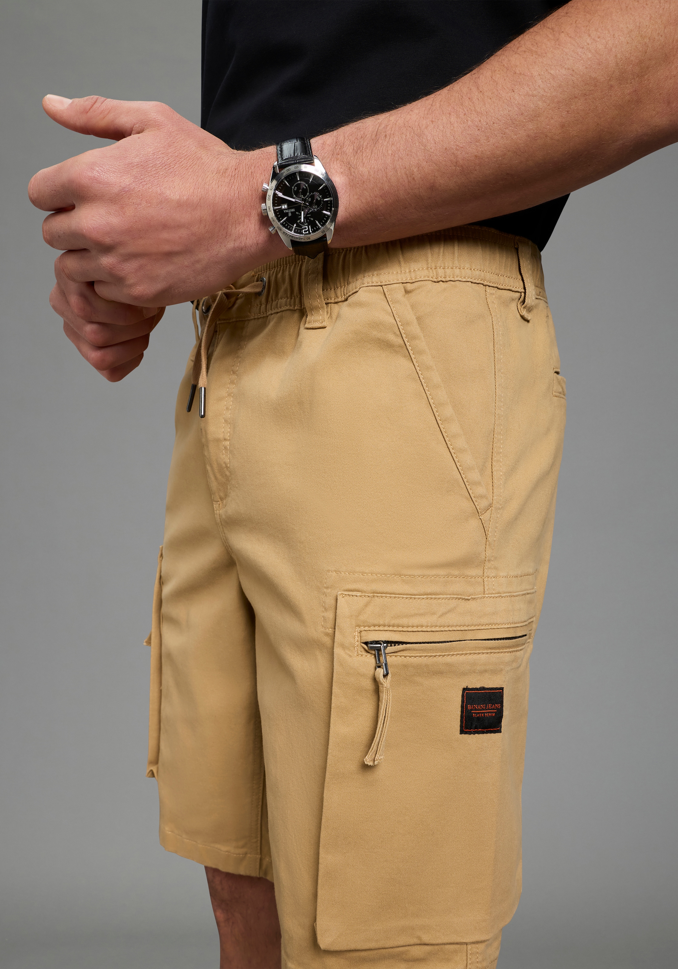 Bruno Banani Cargoshorts »Dehnbund«  Cargohose mit geradem Bein, mit Bindeband am Bund