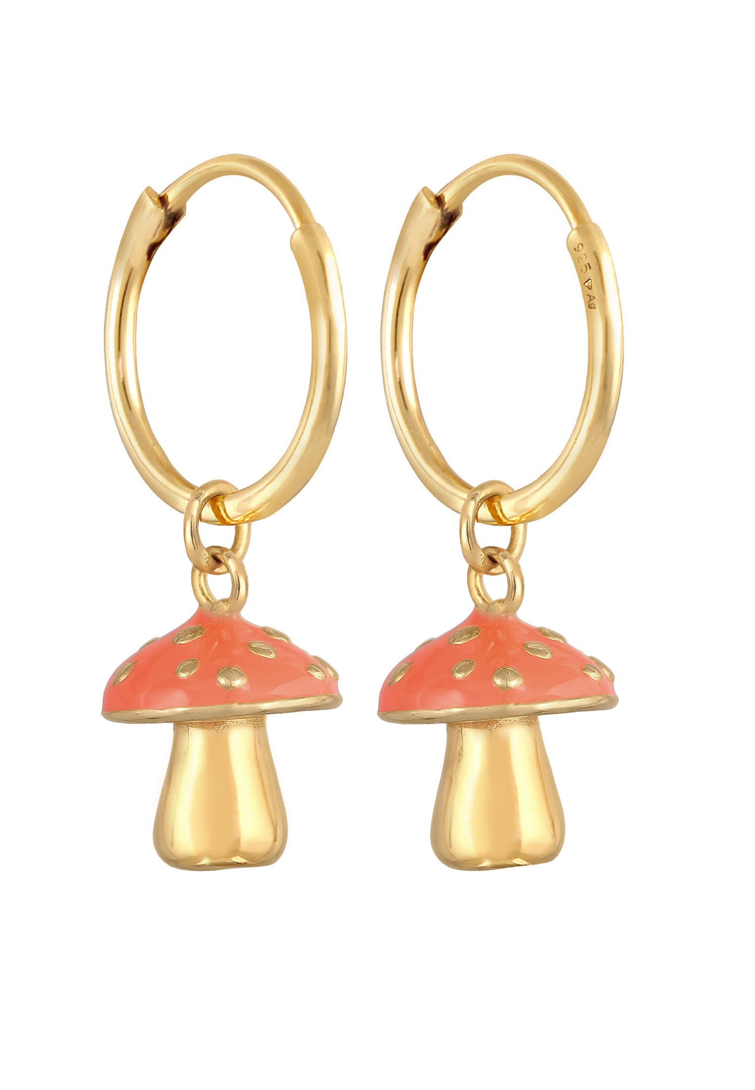 Elli Paar Creolen »Ohrringe Creolen Pilz Glück Emaille 925 Silber«