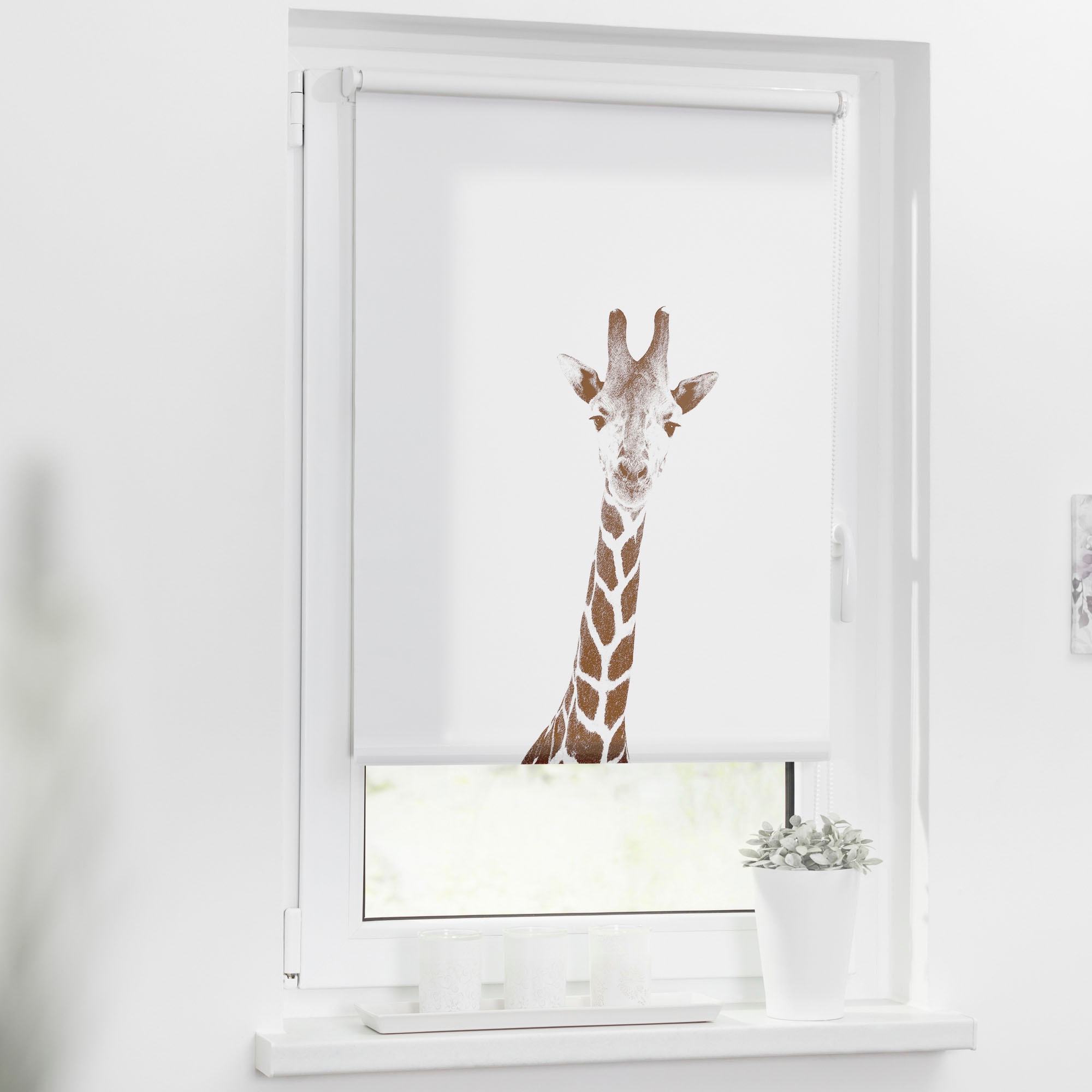 LICHTBLICK ORIGINAL Seitenzugrollo »Rollo Klemmfix, ohne Bohren, blickdicht, Giraffe - Braun«, blickdicht, Sichtschutz-Blendschutz, freihängend