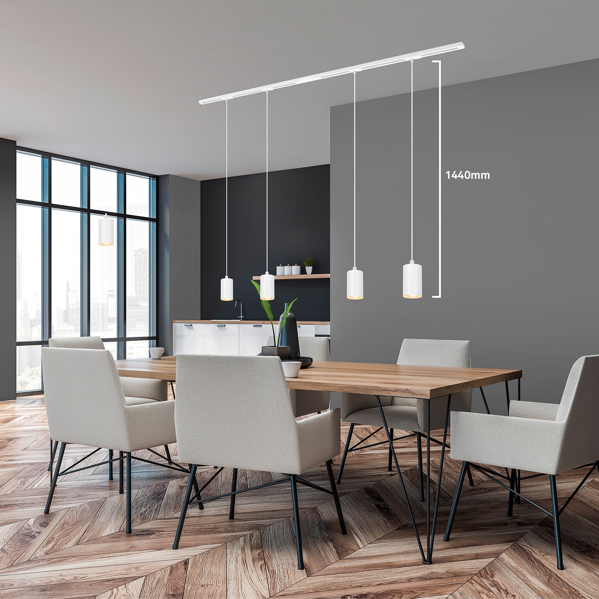 Briloner Leuchten Schienensystem-Sets »RAIL« GU10 7 Stk. Schienensystem Rail 1,5 m Weiß max. 9W Decke Wohnzimmer Büro Küche
