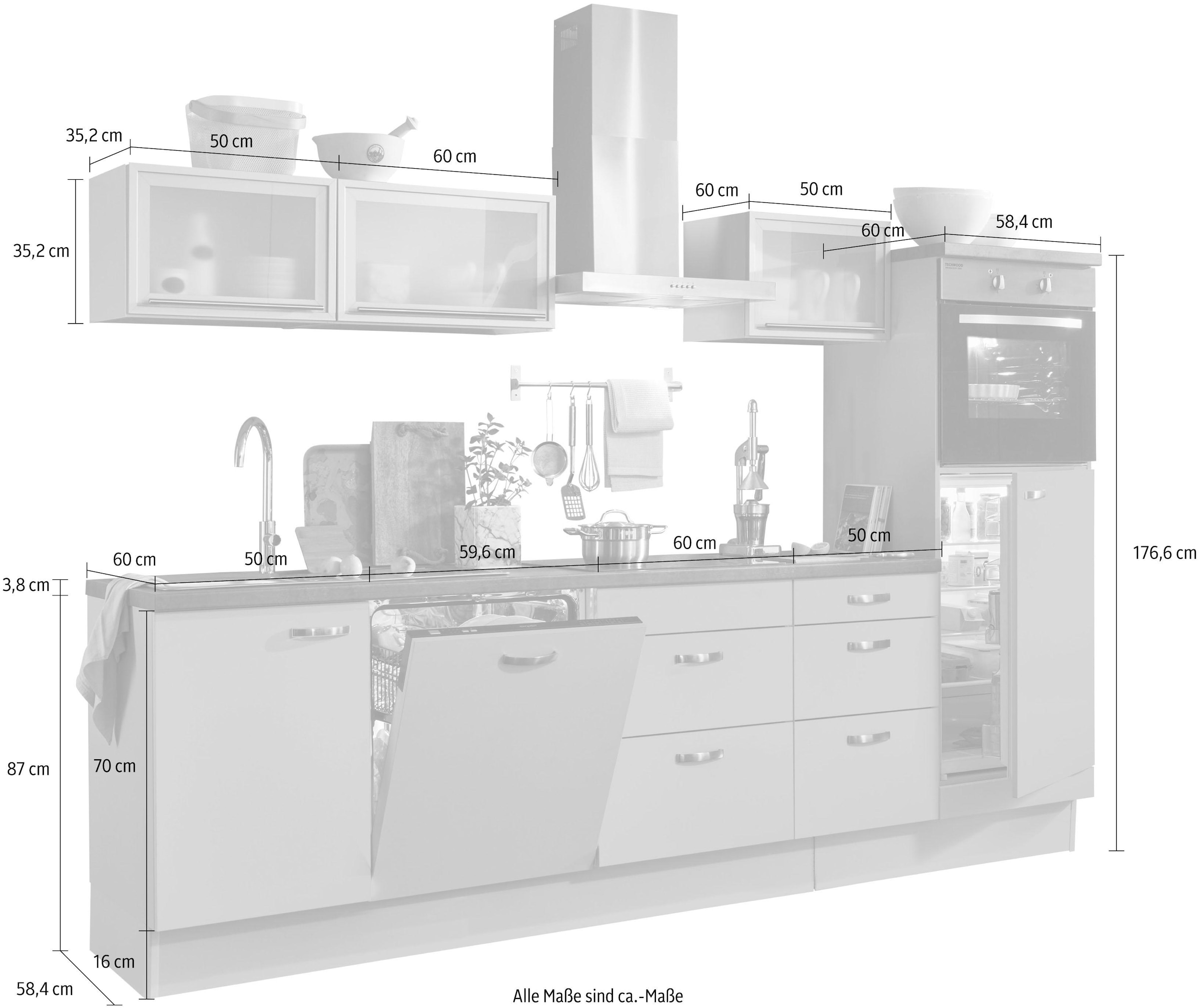 OPTIFIT Küchenzeile »Cara«, mit Vollauszügen 280 cm Soft-Close-Funktion, und bestellen Breite Raten auf