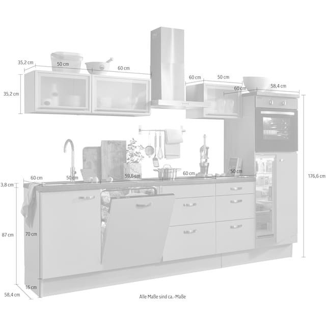 OPTIFIT Küchenzeile »Cara«, mit Vollauszügen und Soft-Close-Funktion, Breite  280 cm auf Raten bestellen