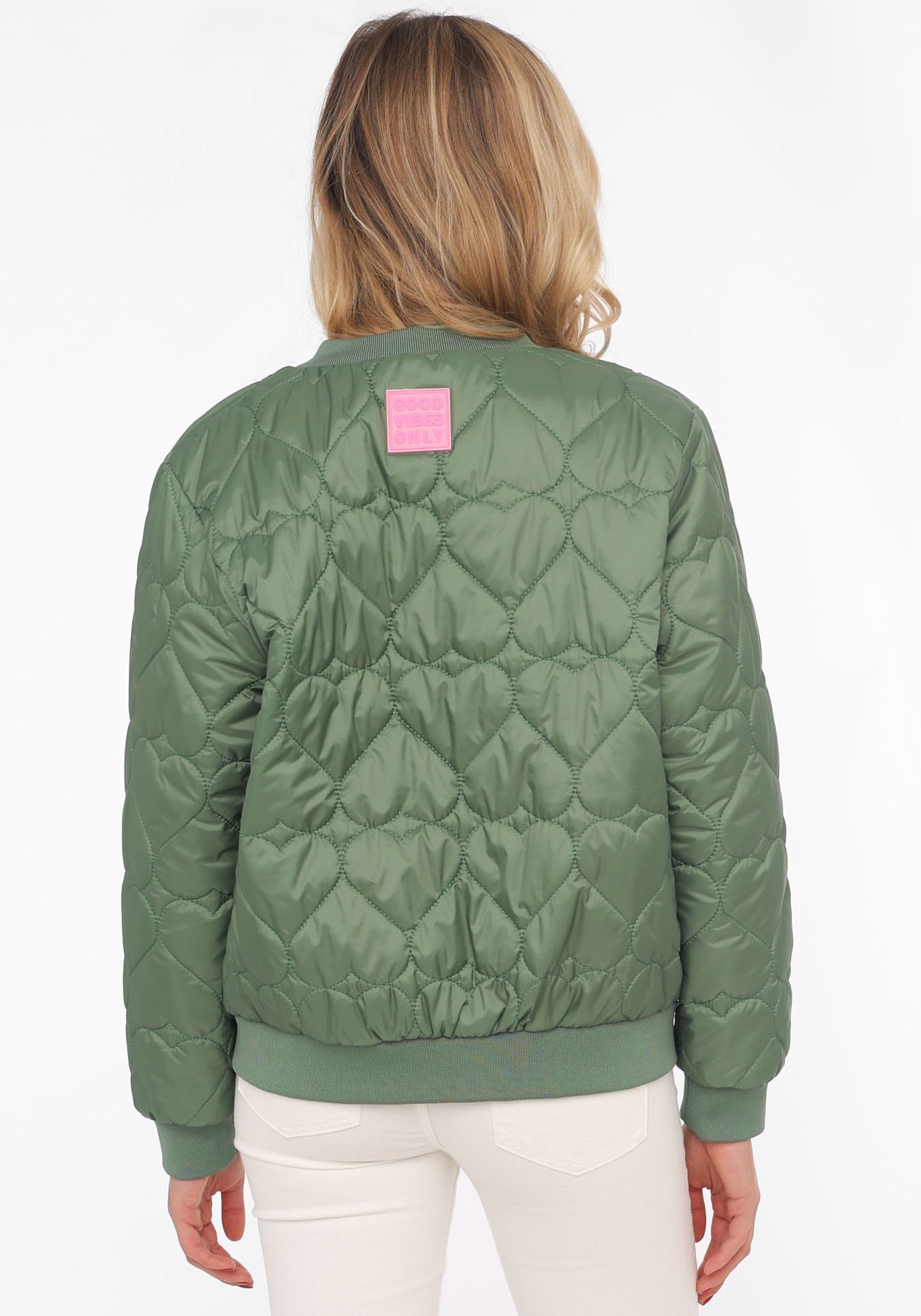 Zwillingsherz Bomberjacke »"Be Happy"« ohne Kapuze modisch, Kontrastdetails, regular fit, langärmelig, mit Herzsticker