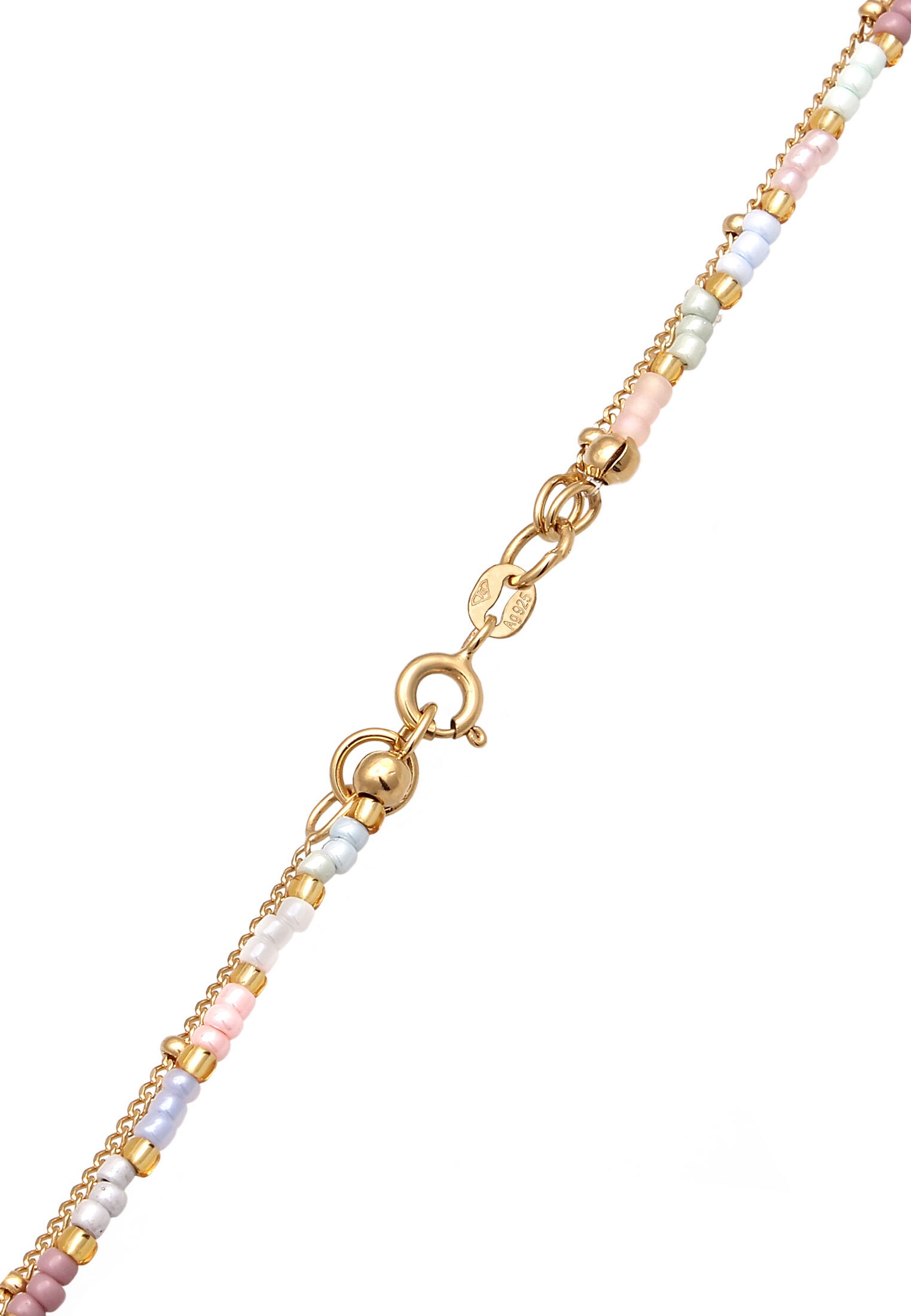 Elli Silberkette »Halskette Layer Glas Beads Pastell Plättchen Anhänger 925 Sterling Silber«