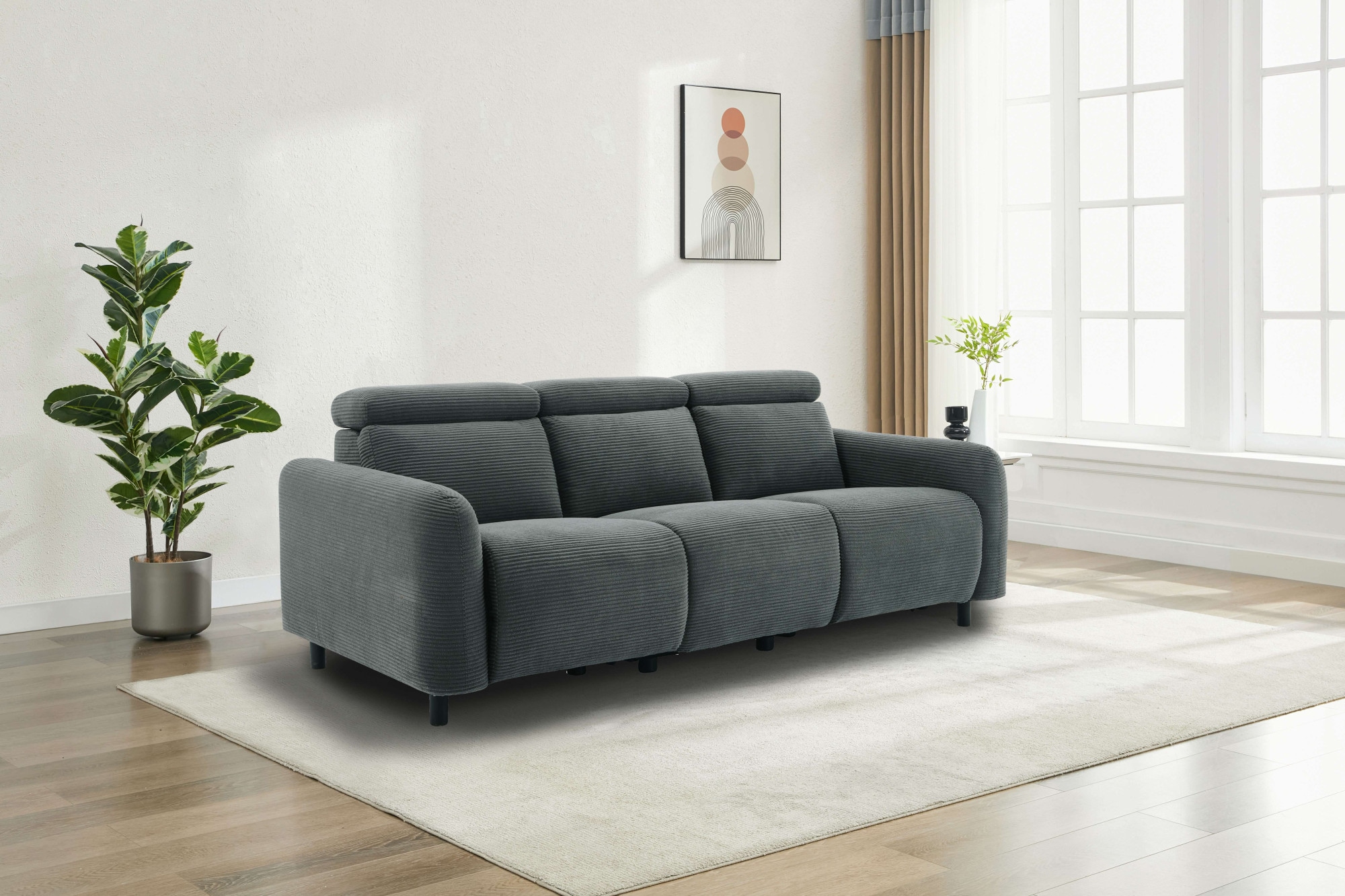 Home affaire 3-Sitzer »SKAANE in Cord, Sofa mit manueller u. elektrischer Relaxfunktion«, Relax-Funktion in 2 Sitzen, Kopfteilverstellung, Federkernpolsterung