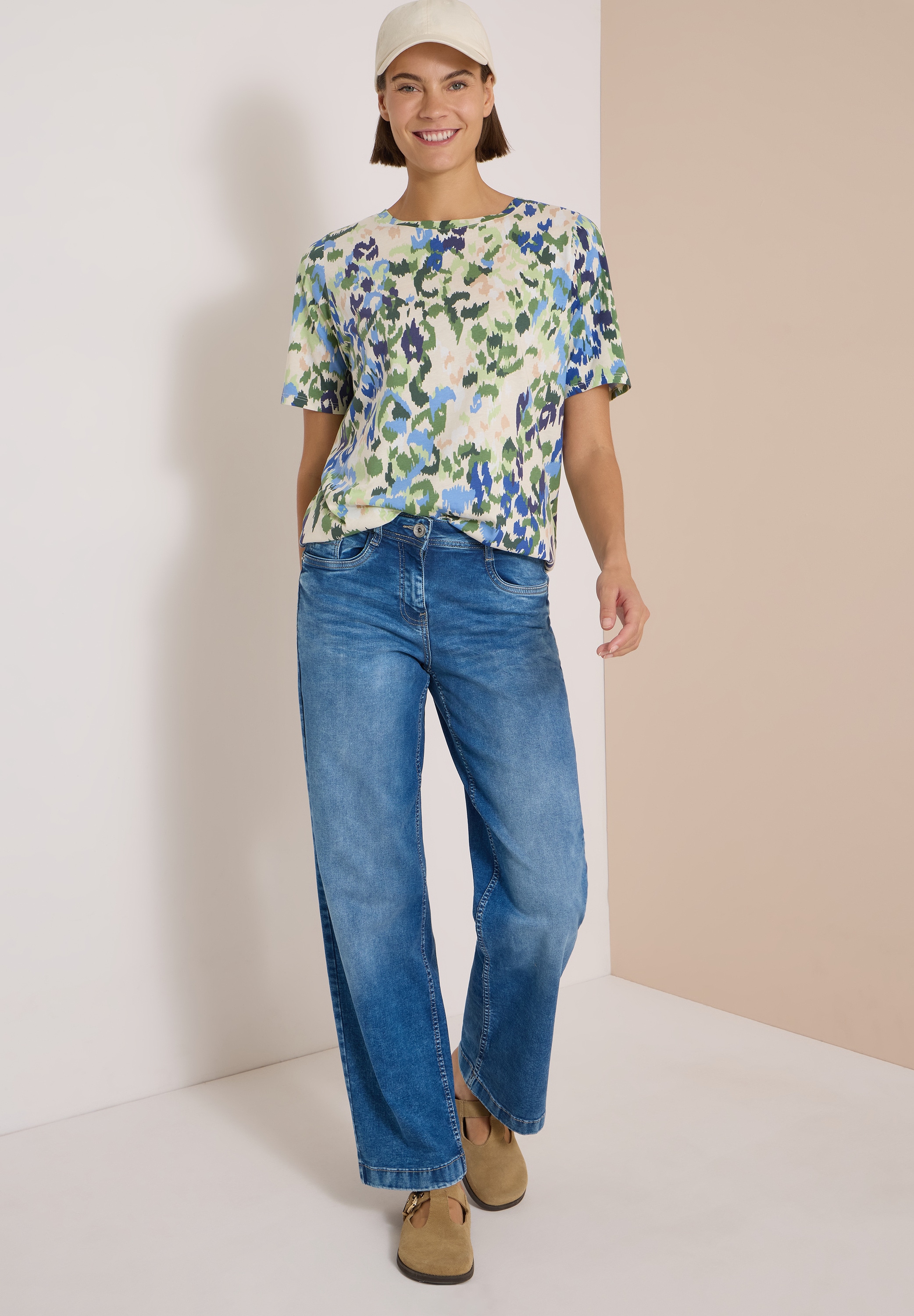 Cecil Kurzarmshirt Sommershirt mit Boat Neck und Print