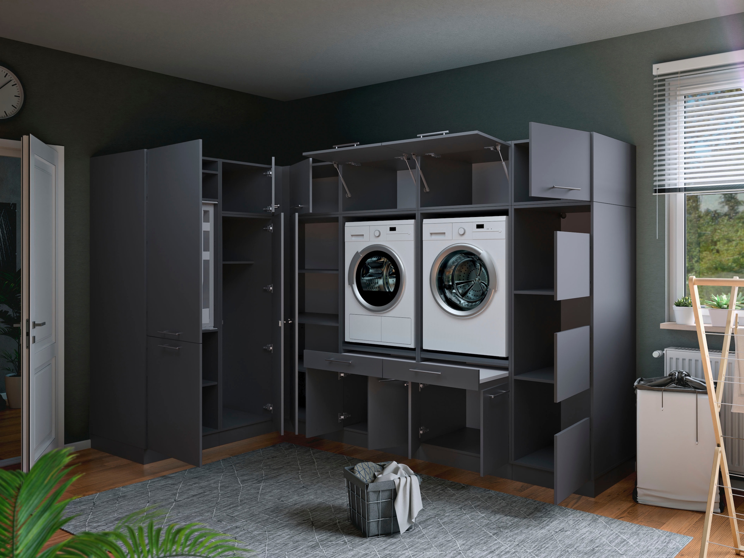 Laundreezy Mehrzweckschrank-Set »Laundreezy, 11-tlg. Mehrzweckschrank-Set B/H/T 285/200/68 cm« 11 Stk. tlg.