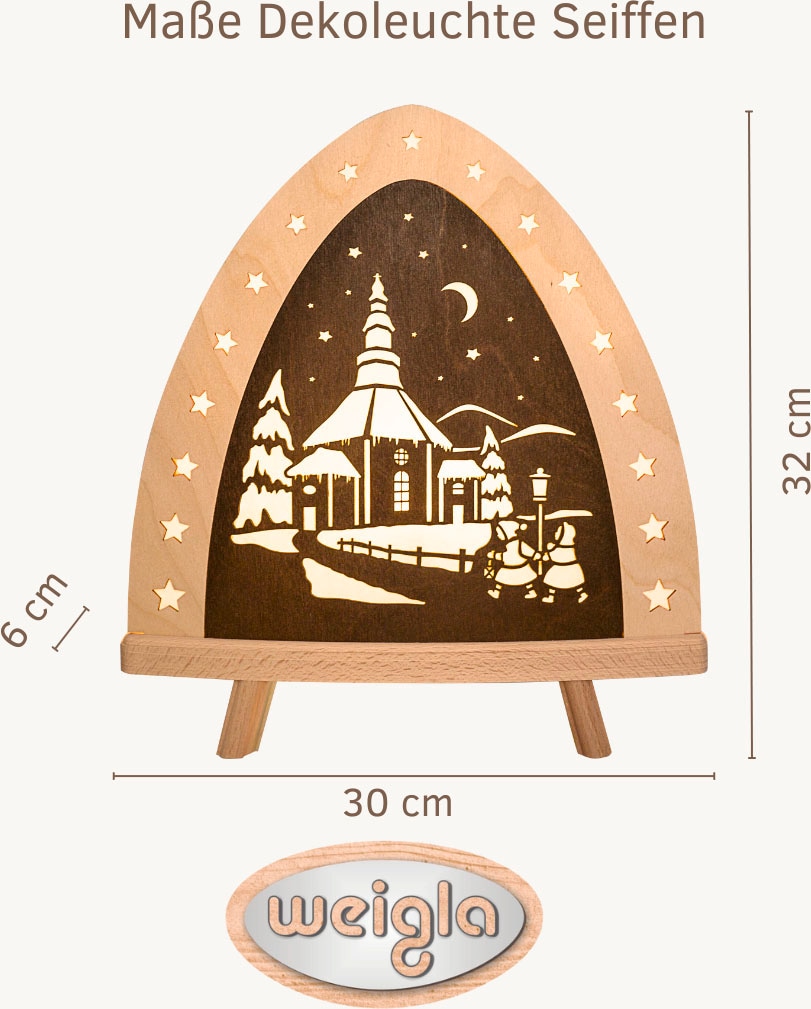Weigla Lichterbogen »LED Seiffen, Dekolampe aus Holz, NATUR-BRAUN«, Erzgebirge garantiert, Weihnachtsdeko Innen, Weihnachtsbeleuchtung