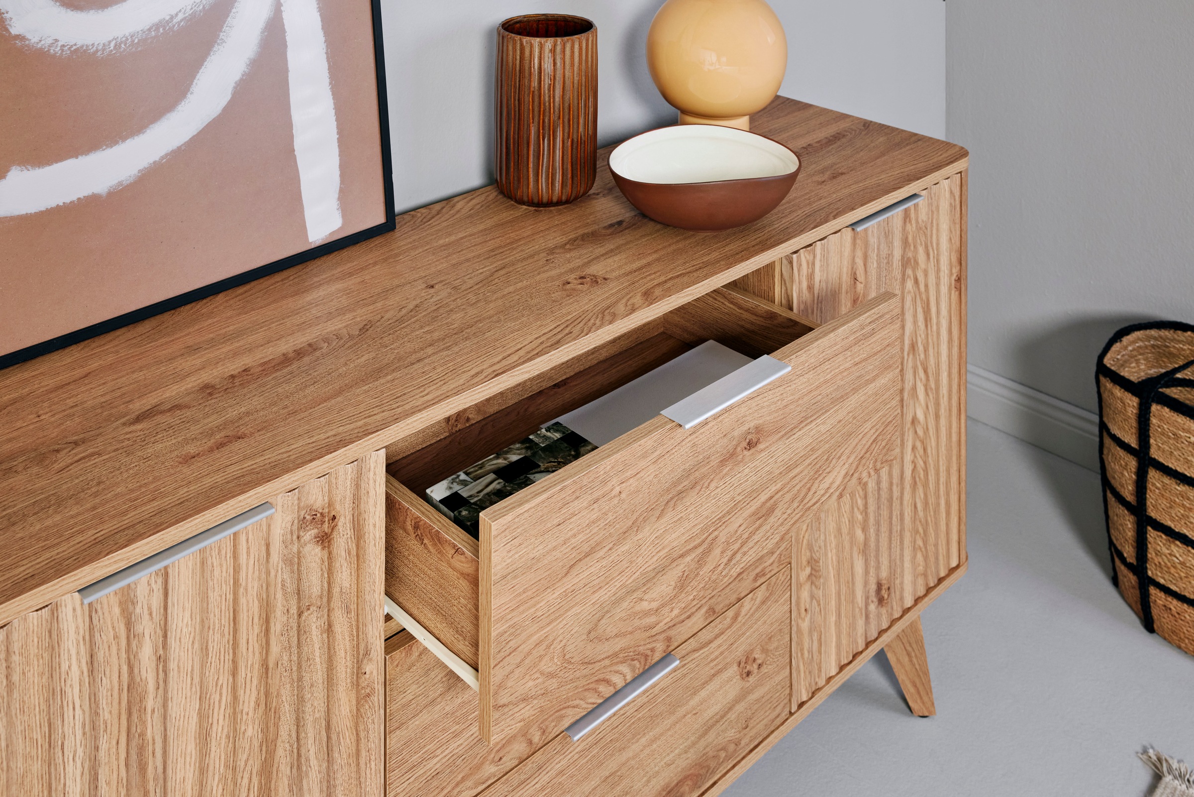 Jahnke Sideboard »WAVE SB 150«, (1 St.), Sideboard, Retro-Stil, Front in Wellendesign, Breite ca. 150 cm