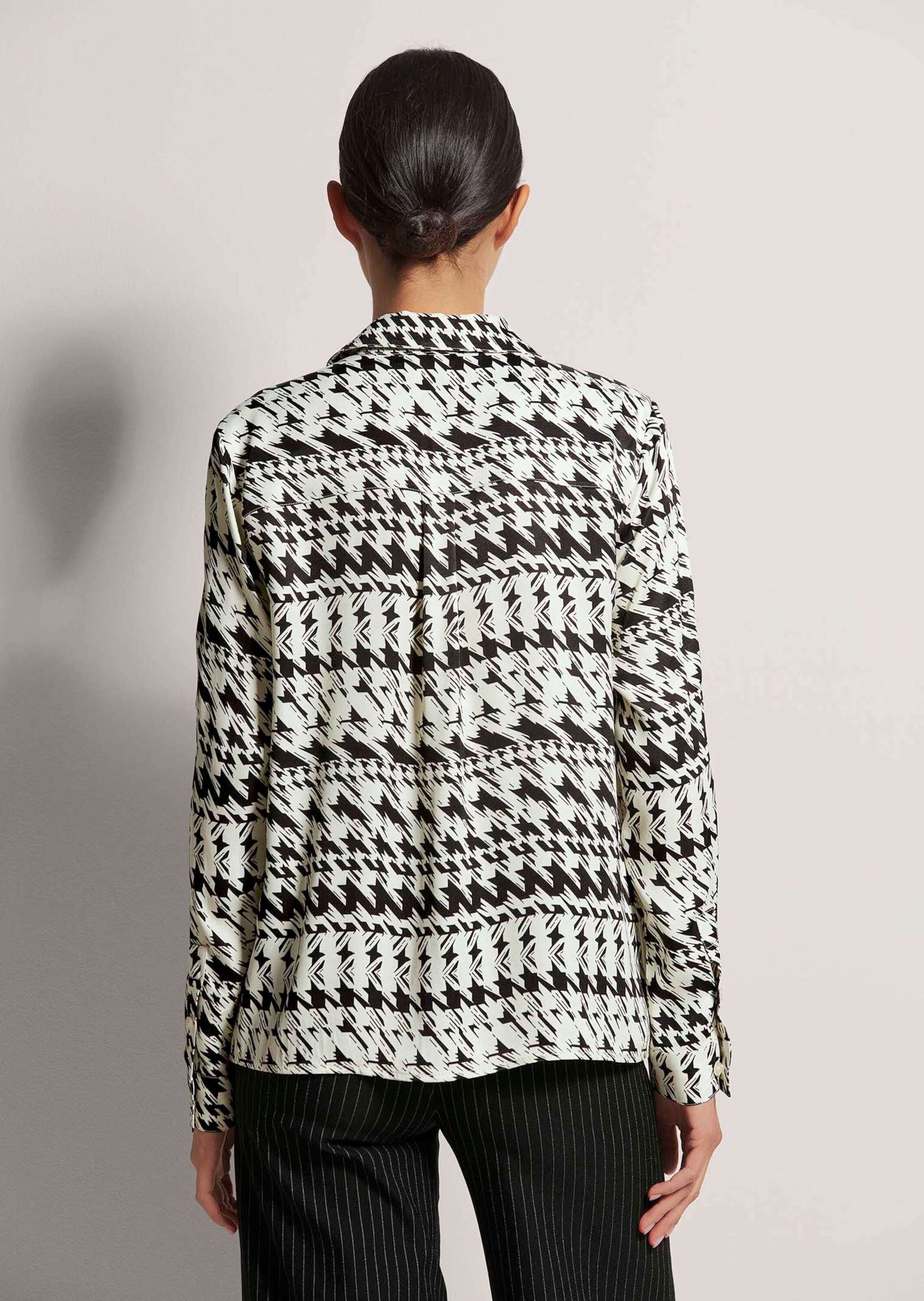 MADELEINE Langarmbluse »Bluse Hemdbluse mit Kontrastprint und Dekolleté-Ausschnitt«