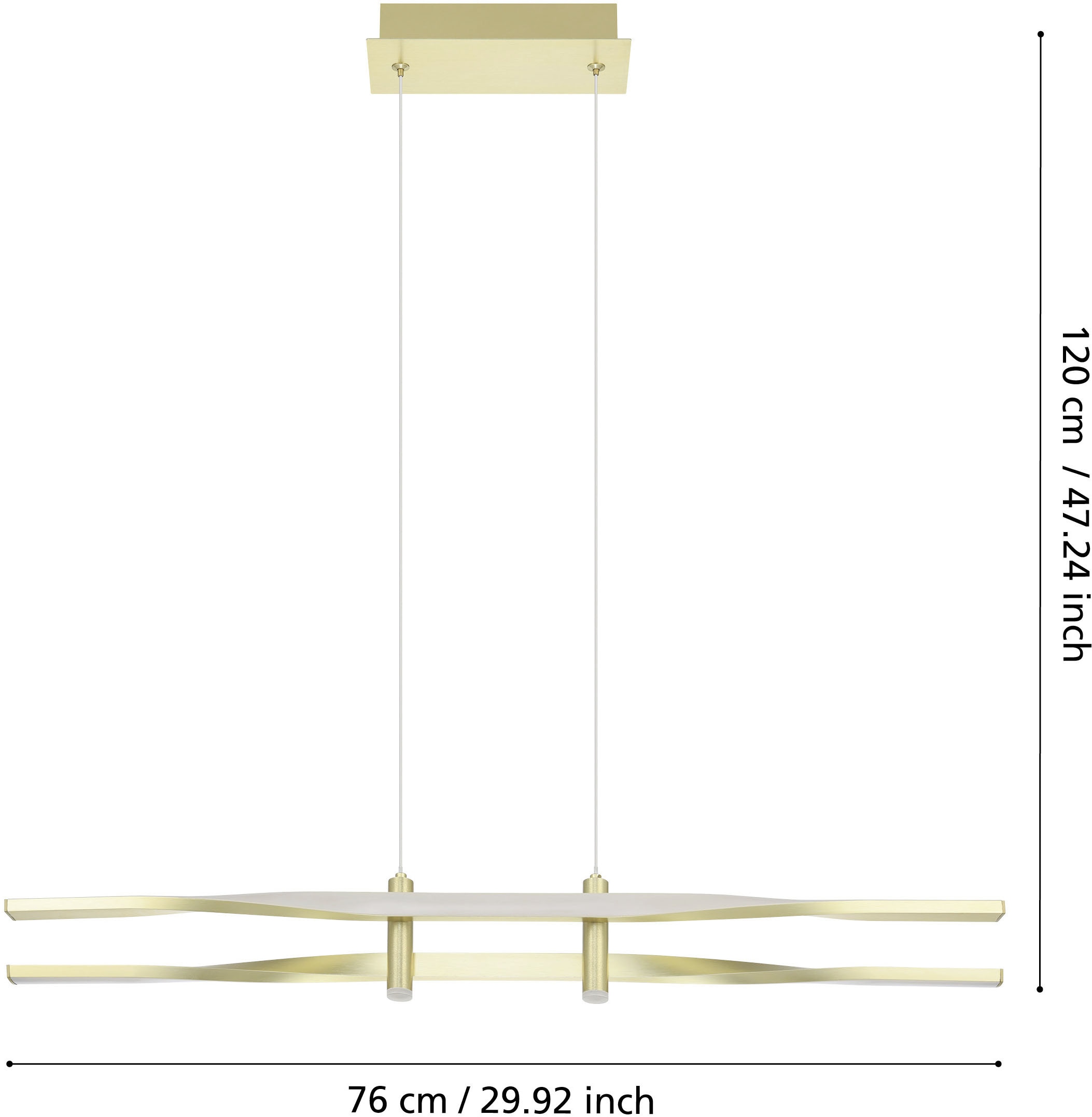 EGLO Hängeleuchte »COLMEAL Pendellampe - Stahl, Alu - LED - 21W - IP20« LED-Modul 1 Stk. Warmweiß Hängelampe, Deckenlampe, Wohnzimmer, Esszimmer, L76 x B9 x H120 cm