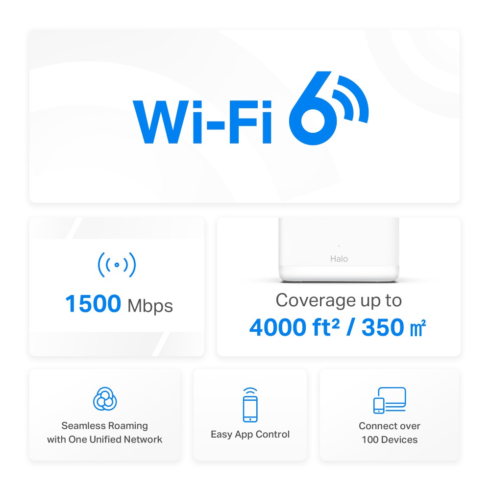 TP-Link WLAN-Router »Mercusys Halo H1500X AX1500 Whole Home Mesh-System Wi-Fi 6 2er Pack«, (Set, 2x H1500X)
