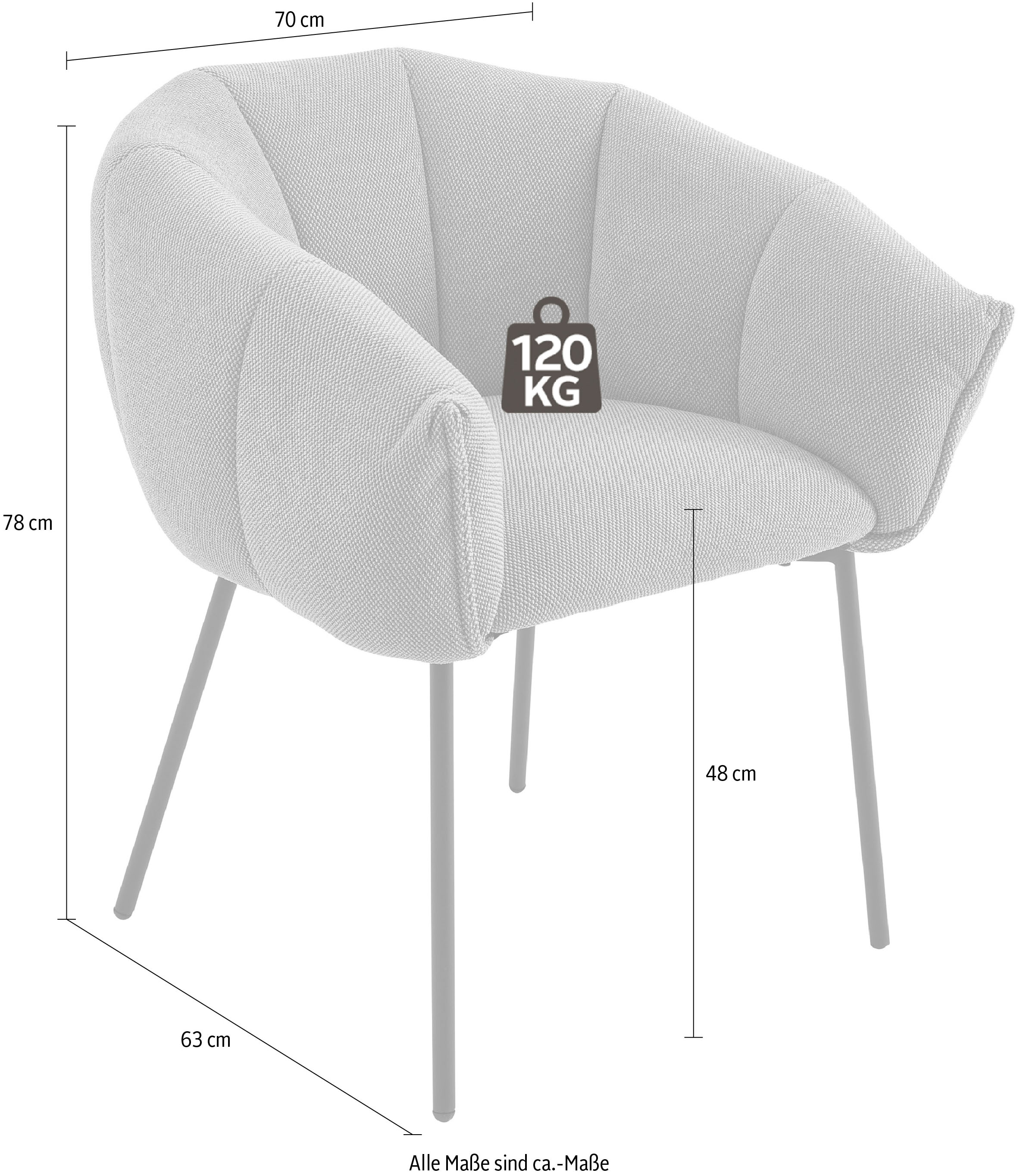 Stolkom Armlehnstuhl »Pina BxHxT 70x78x63 cm« (Set) 2 Stk.Breite 70cm, Metallgestell