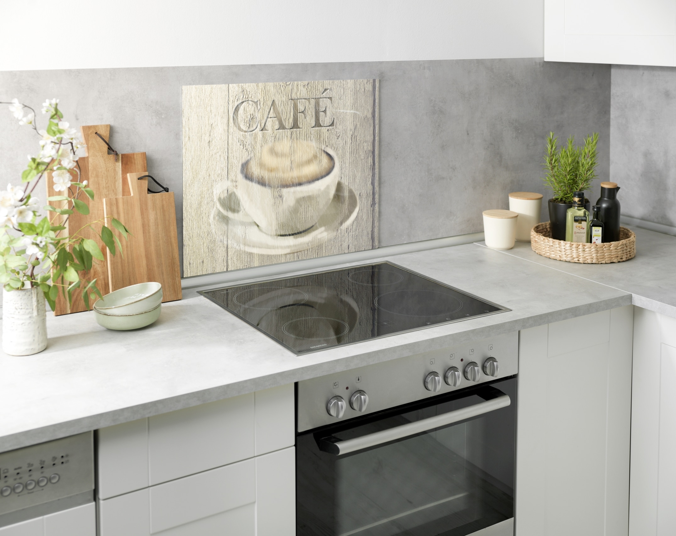 WENKO Spritzschutz »Modell Café«, Küchenrückwand für Herd oder Spüle, gehärtetes Glas