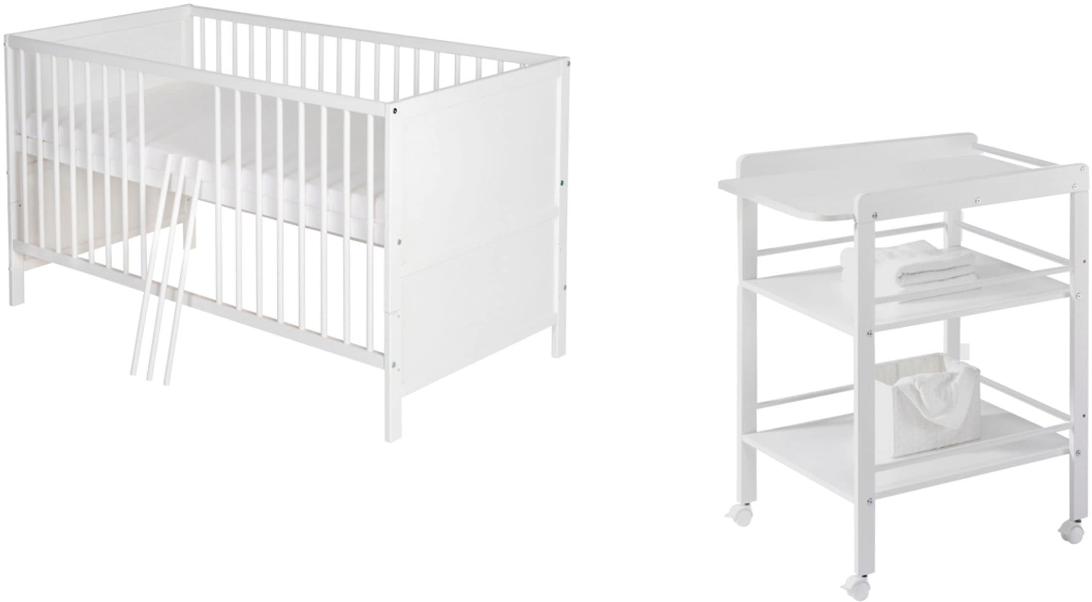 Babymöbel-Set »Lenny«, (Spar-Set, 2 tlg., Kinderbett, Wickelregal), mit Kinderbett und...