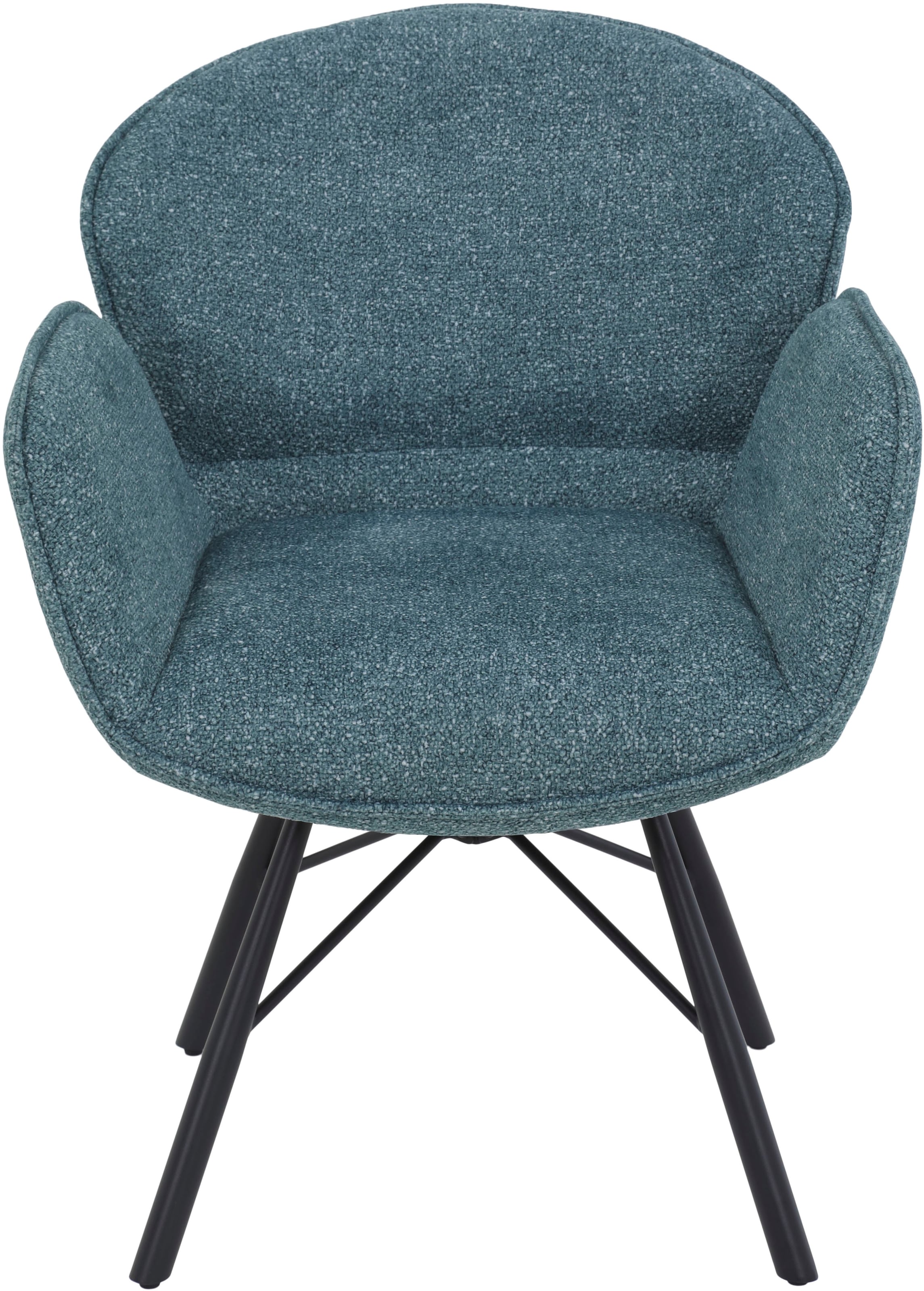 HELA 4-Fußstuhl »BRISTOL, Armlehnen Stuhl, Sessel, Esszimmerstuhl«, (Set), 1 St., Microfaser-Bouclé, 360° drehbar mit Auto-Return,gepolstert,Boucléoptik,Armlehnen