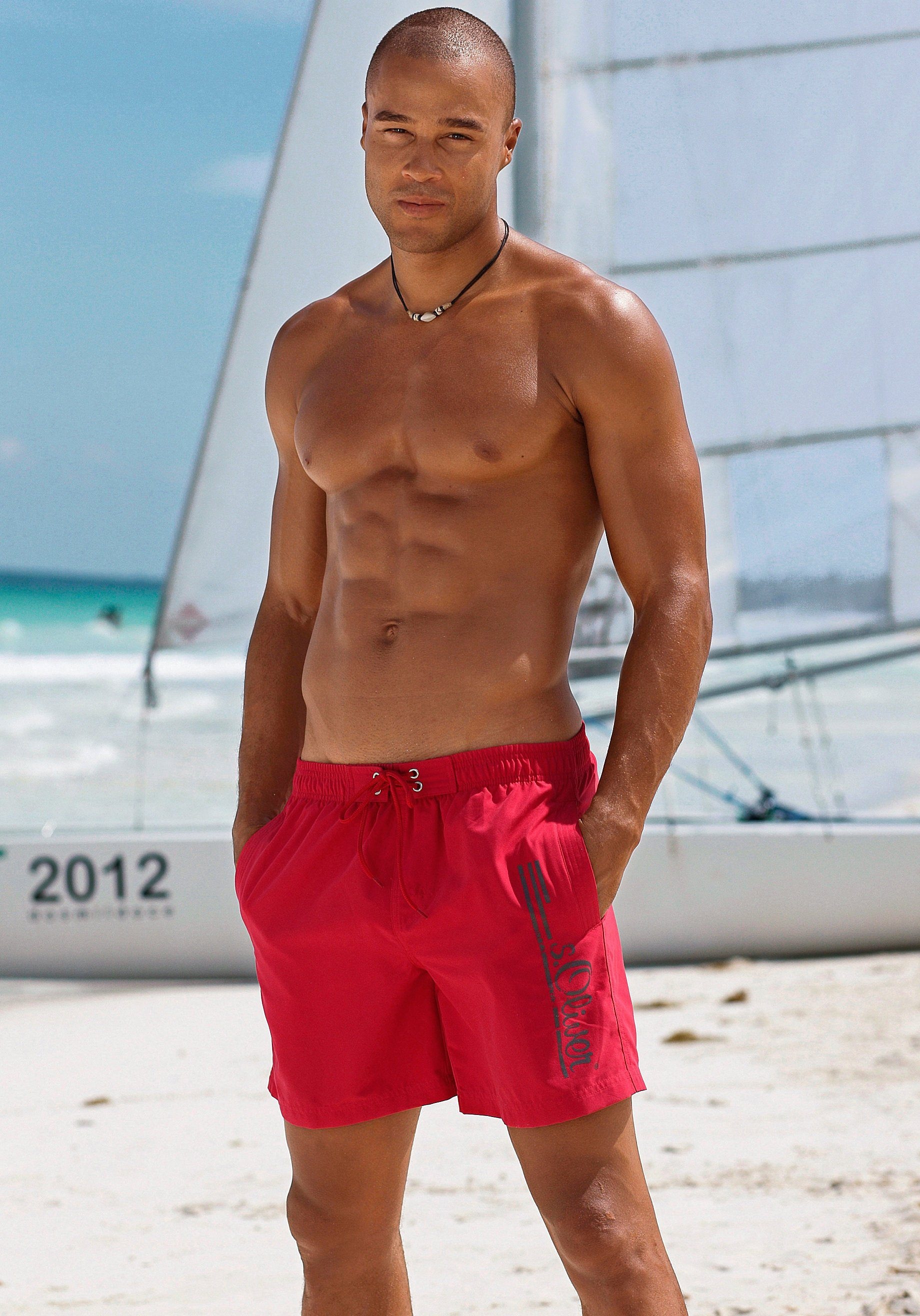 s.Oliver Badeshorts »Philip« mit Logo-Print im Used-Look