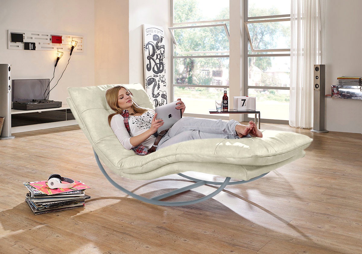W.SCHILLIG Relaxliege »daily dreams«, in Waffelkissen-Optik, Schaukelgestell silber matt, in 2 Breiten