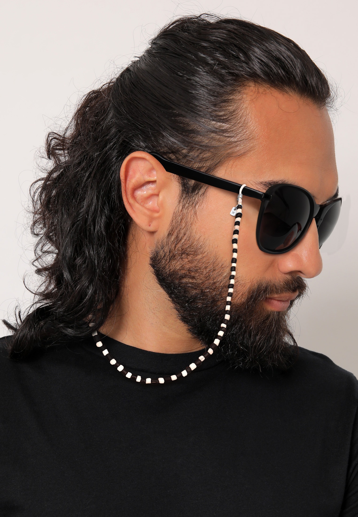 Kuzzoi Schmuckset »Schmuckzubehör Brillenkette Glasperlen Schwarz Weiß 925 Sterling Silber«