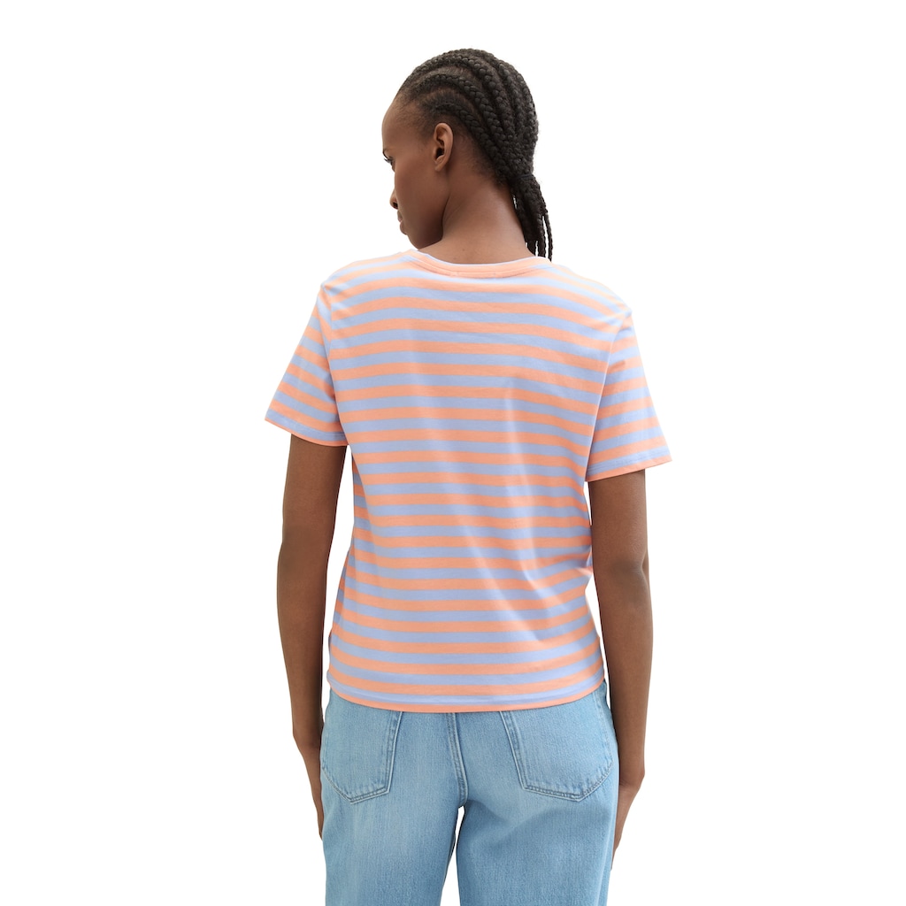 TOM TAILOR Denim T-Shirt, mit Minimalprint und seitlichem Knoten