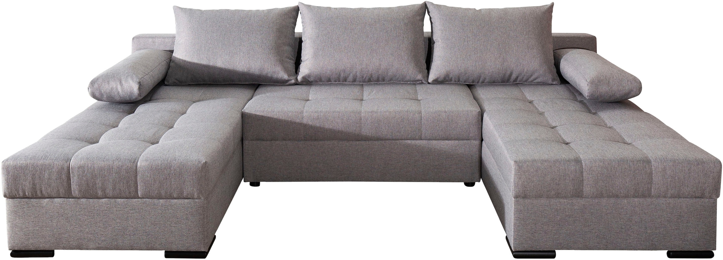 COLLECTION AB Wohnlandschaft »Josy U-Form, Breite 269 cm, Flachgewebe, Struktur, Cord & Cord/Mix«, (Cord-/Mix), inkl. Bettfunktion, Bettkasten, mit 3 gleich großen Rückenkissen