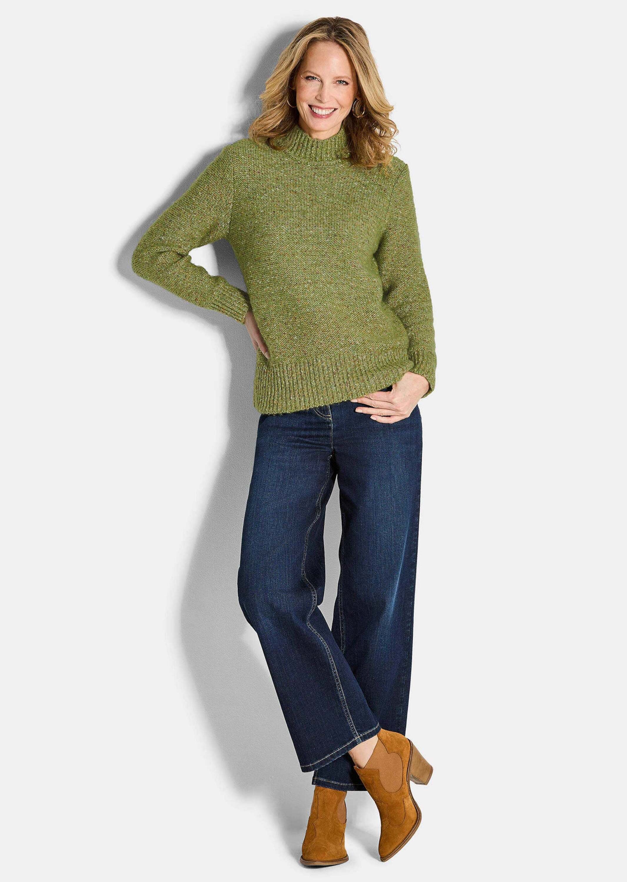 GOLDNER Rundhalspullover »Kurzgröße Flauschiger Bouclé-Pullover, Stehkragen« keine/nicht relevant
