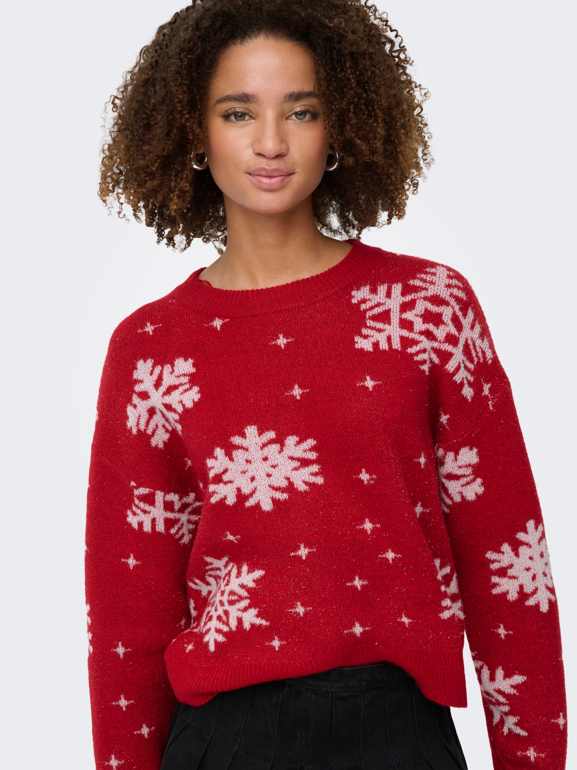 ONLY Weihnachtspullover »ONLXMAS ROLFA LS ONECK SNOWFLAKES KNT«