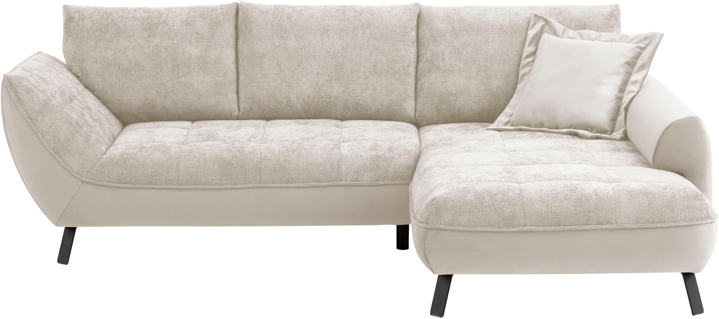 exxpo - sofa fashion Ecksofa »Bellinii, Materialmix, Strukturbezug und pflegeleichter Microvelours«, bequem und modern, Materialmix, L-Form