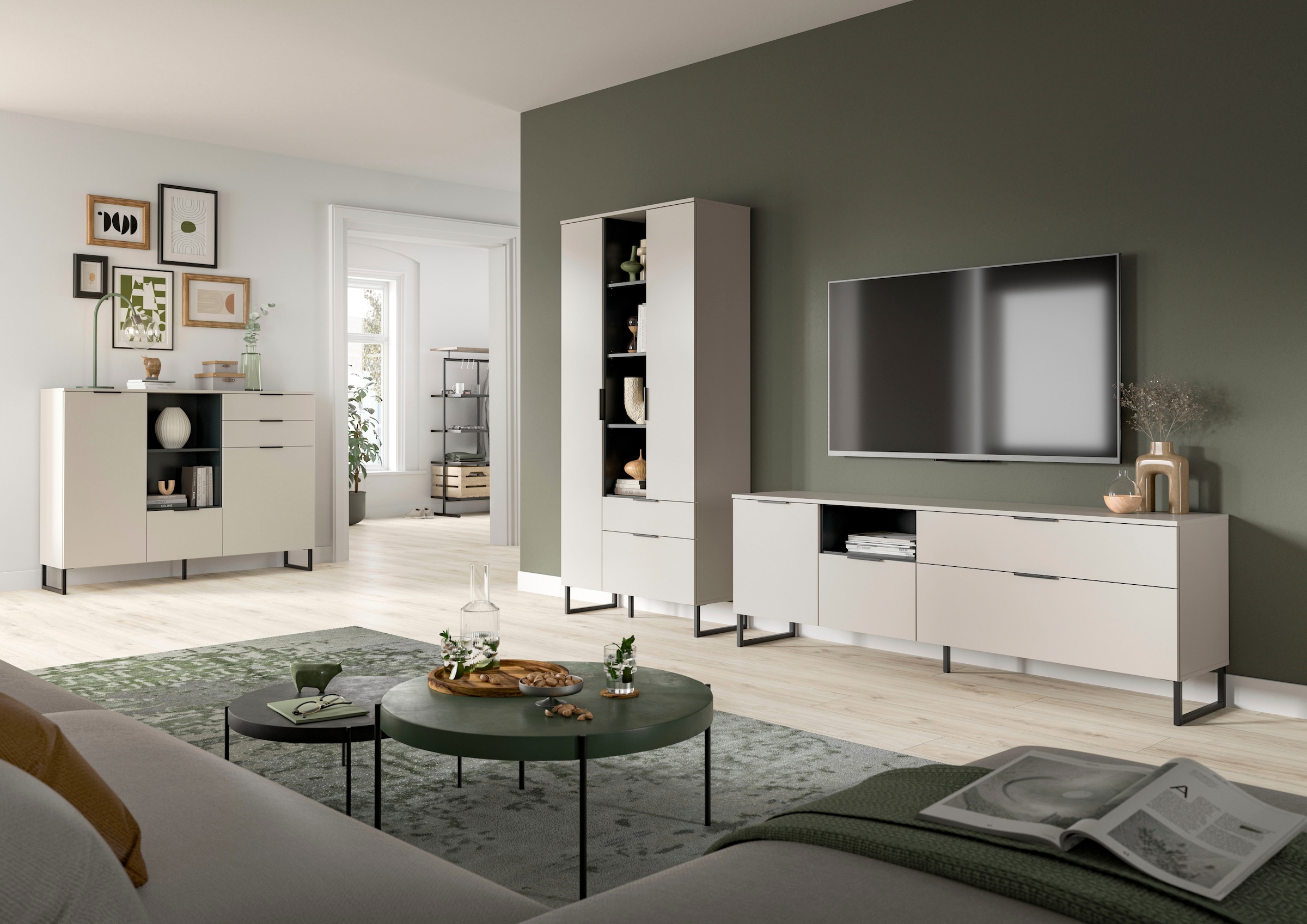 INOSIGN Mehrzweckschrank »ADIO, Höhe 192 cm, 2 Türen, 1 Schubkasten, 1 Klappe, mit Metall-Kufen« 1 Stk. tlg. Schrank, Wohnzimmerschrank, Hochschrank, Stauraumschrank, Highboard