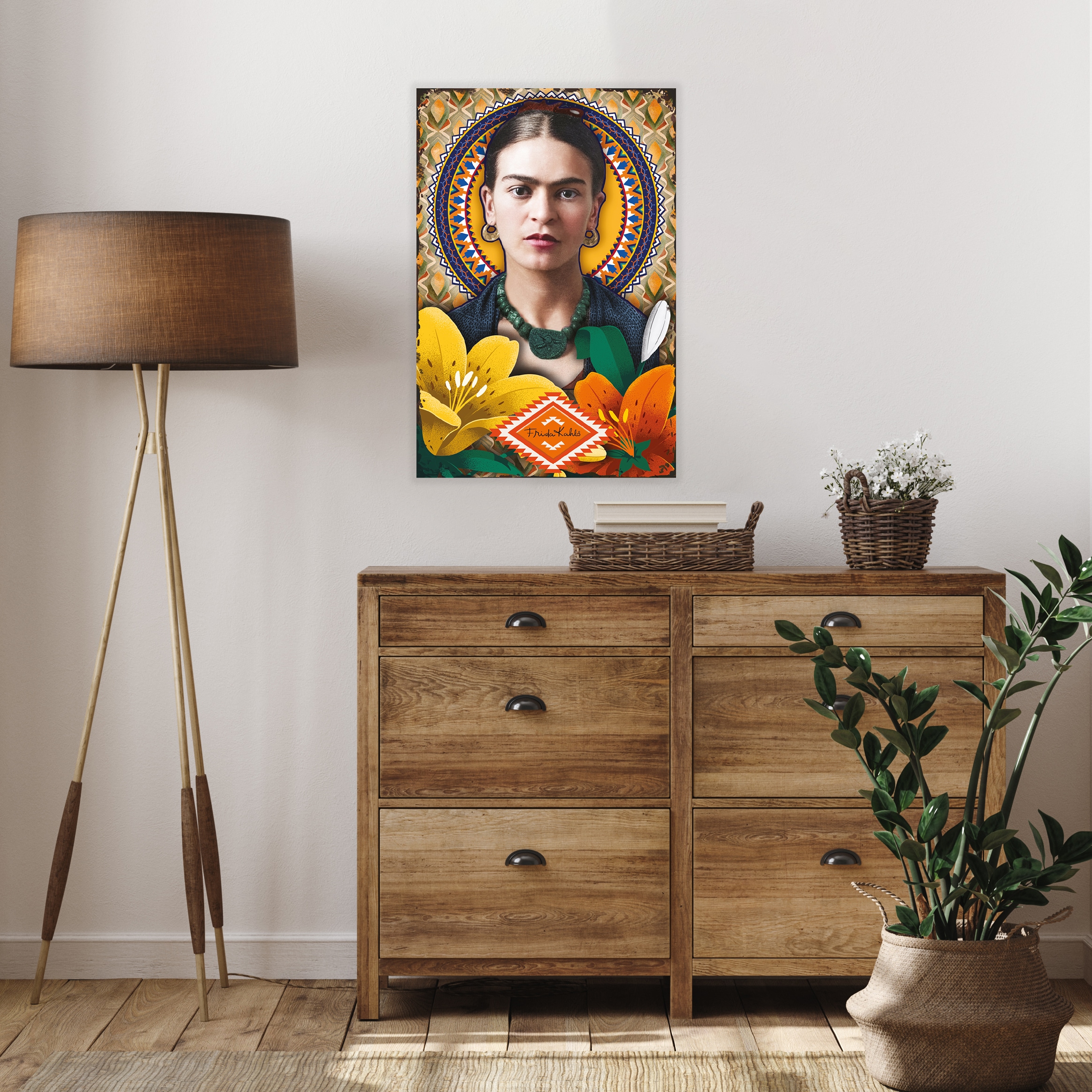 LuckyLinde Wanddekoobjekt »Frida Kahlo - Blumen«, (1 St.), Exklusive JANOSCH Kindermotive, Stahlschild