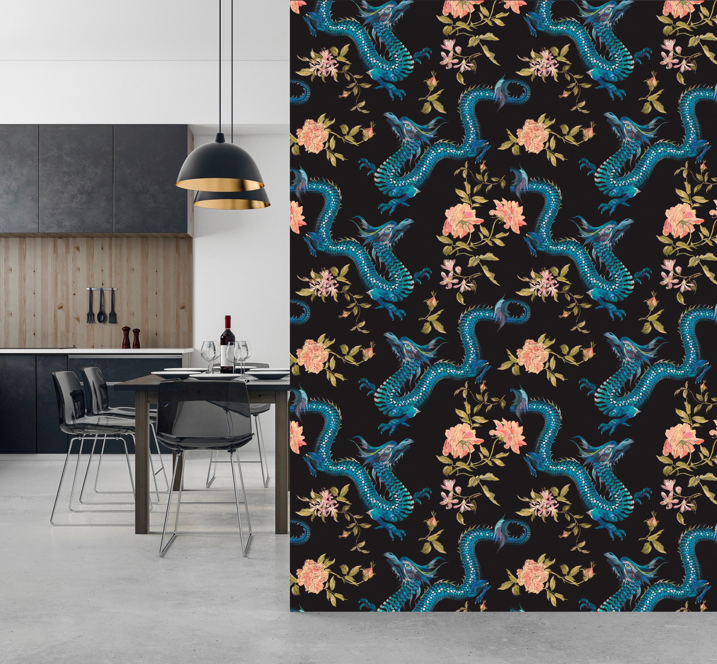 queence Vinyltapete »Angelina«, bedruckt-Motiv-botanisch-floral-gemustert-natürlich, 90x250cm, selbstklebend, kinderleichte Anbringung, Sticker