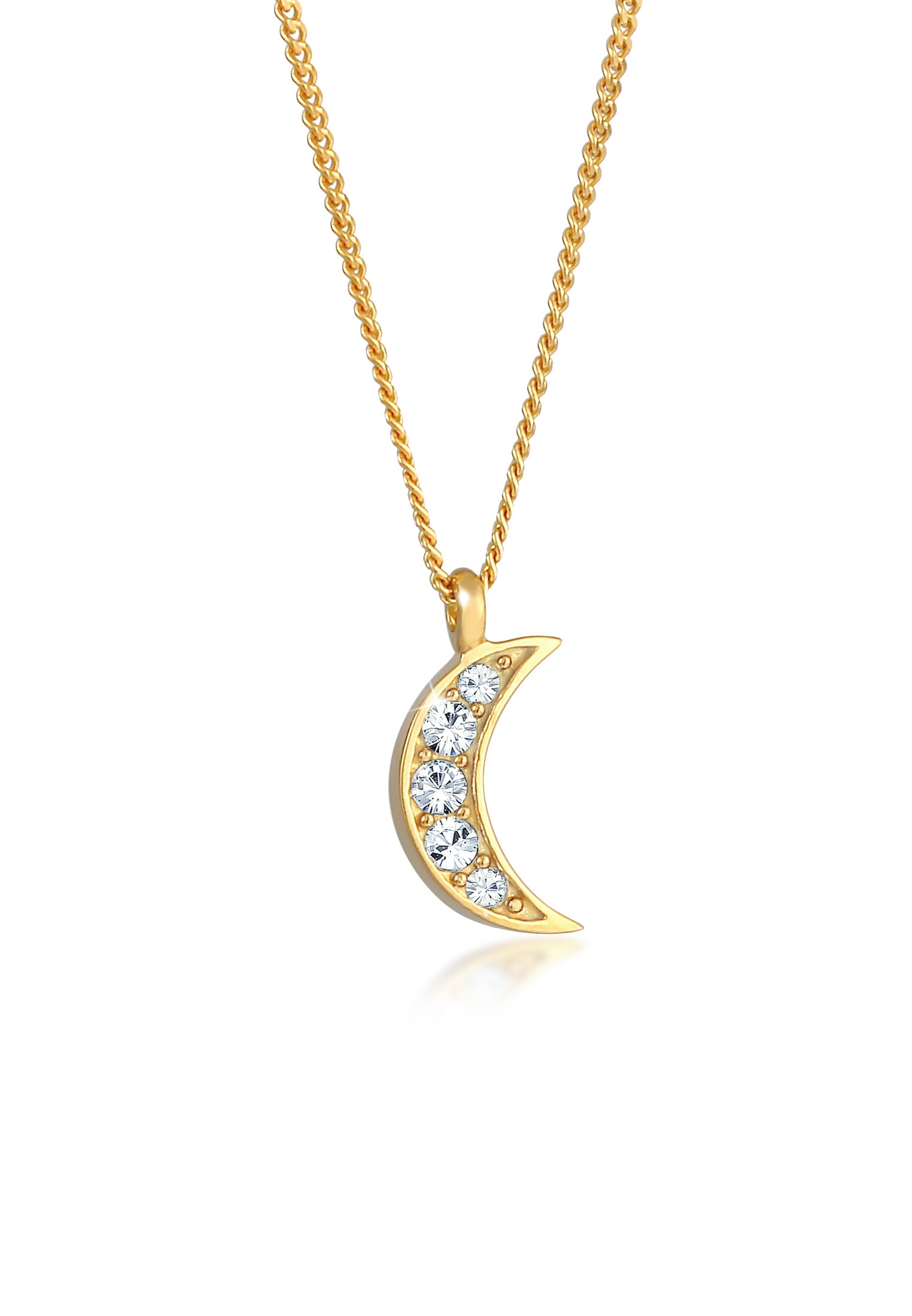 Elli Silberkette »Halskette Halbmond Astro Kristalle 925 Silber«