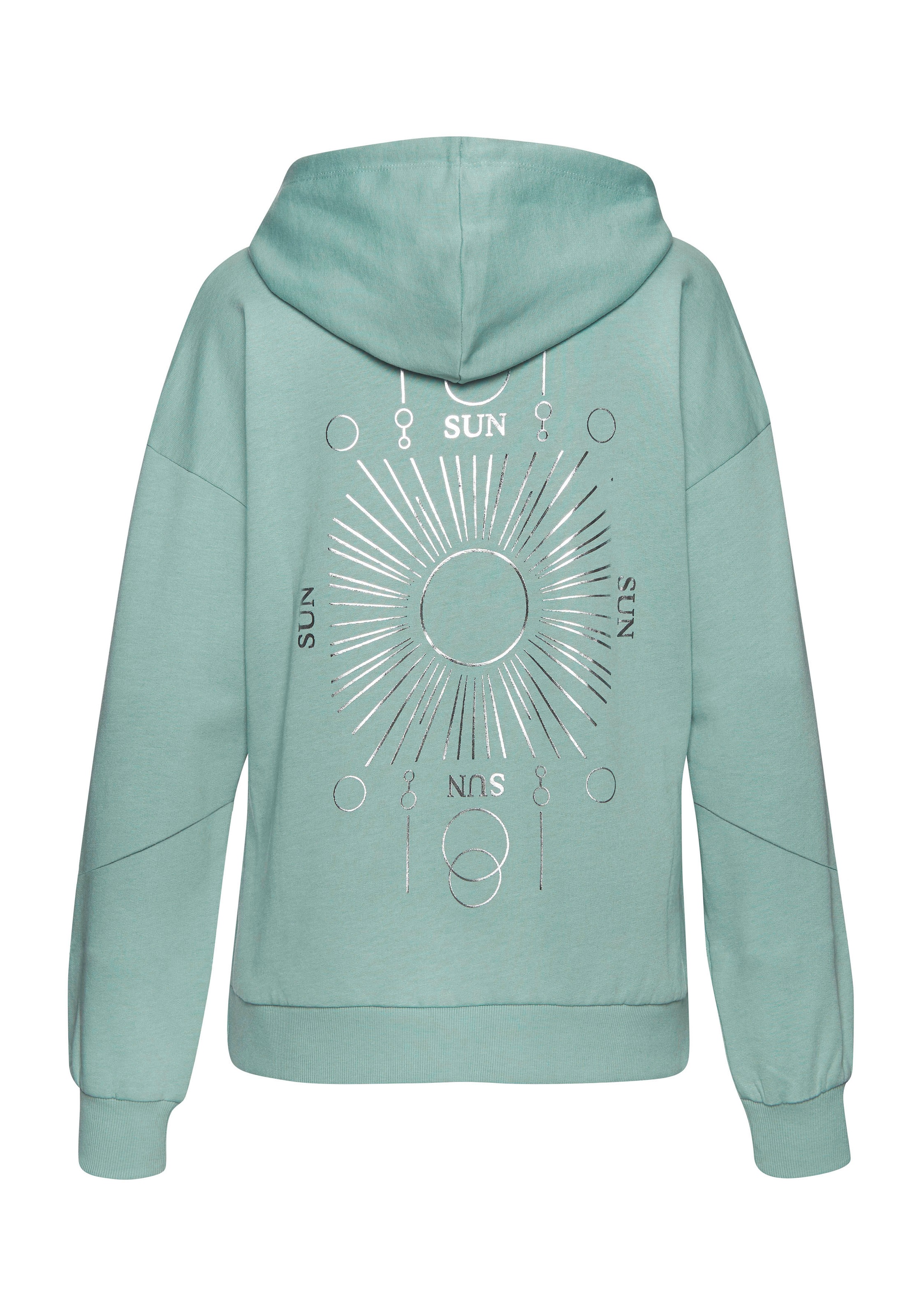 Buffalo Hoodie, Kapuzensweatshirt mit großem Rückenprint- mit Glanz-Effekt, Loungewear