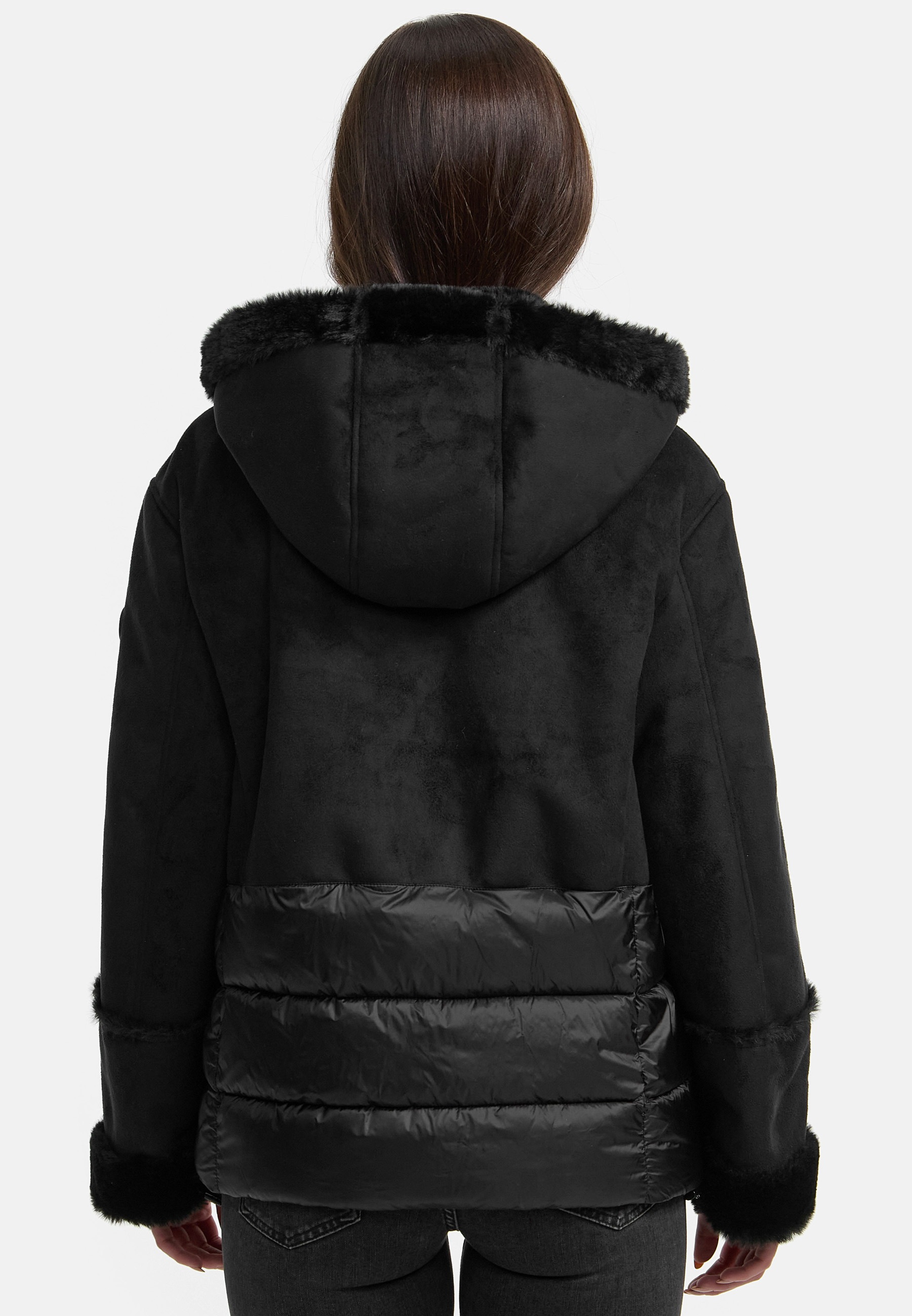 MANISA Kurzjacke, mit Kapuze, mit Teddyfell-Kapuze