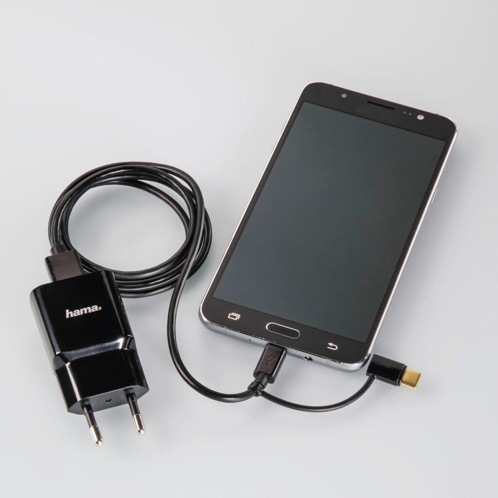Hama USB-Kabel »2in1 Micro USB Kabel mit USB Type-C Adapter, 1 m, schwarz«, 100 cm