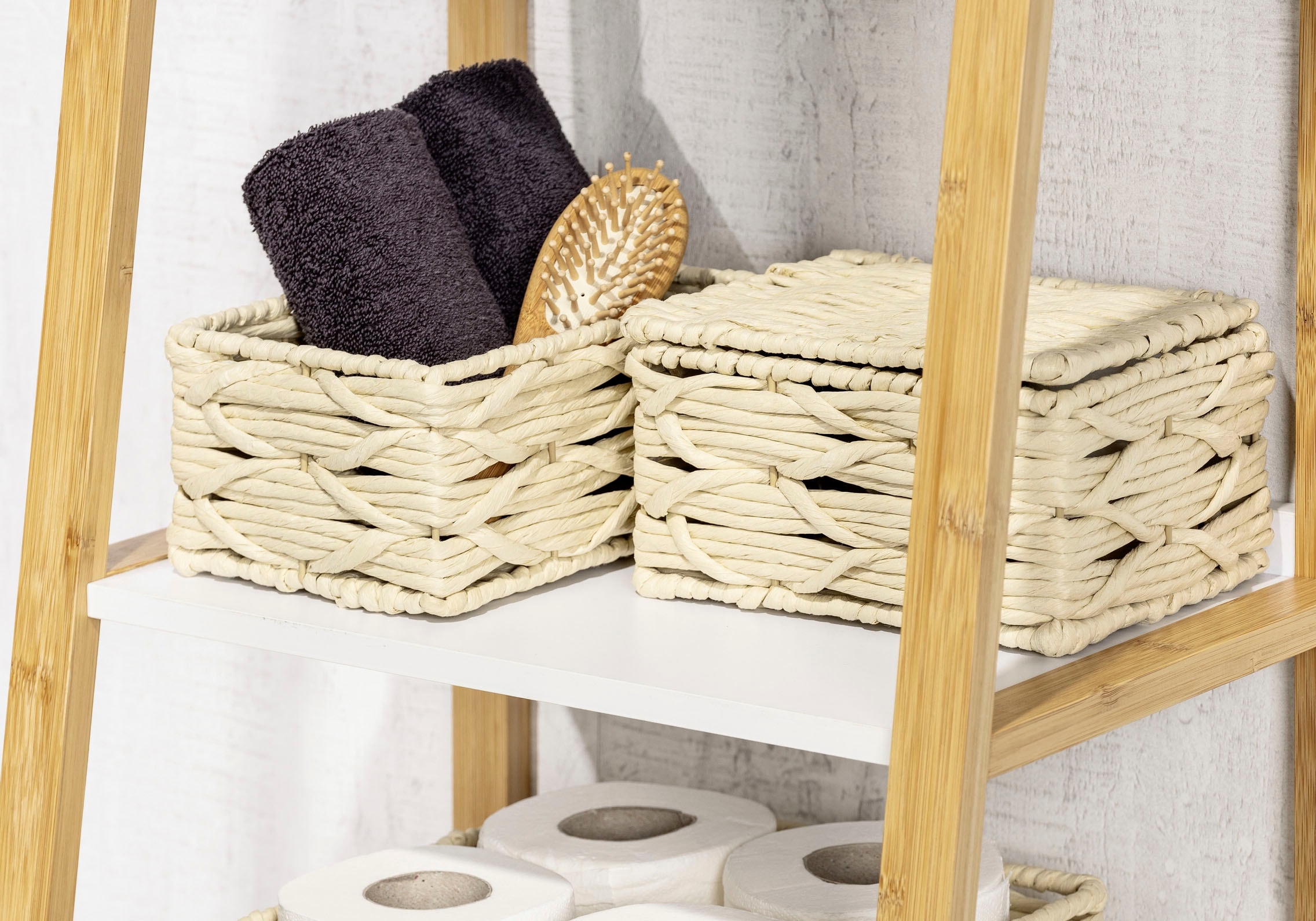 WENKO Badorganizer »Badbox Vabriano Klein«, aus hochwertigem Papier-Geflecht