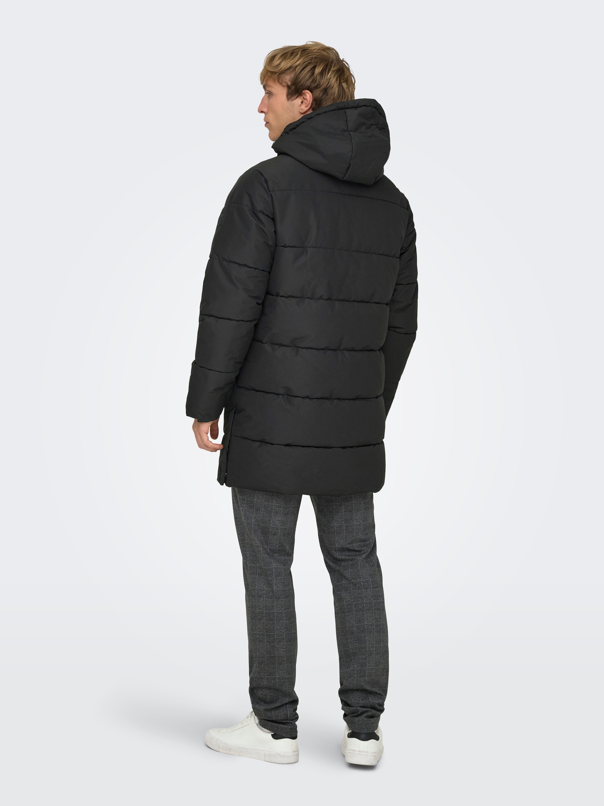 ONLY & SONS Steppjacke »ONSCARL LIFE LONG QUILTED COAT NOOS OTW« mit Kapuze