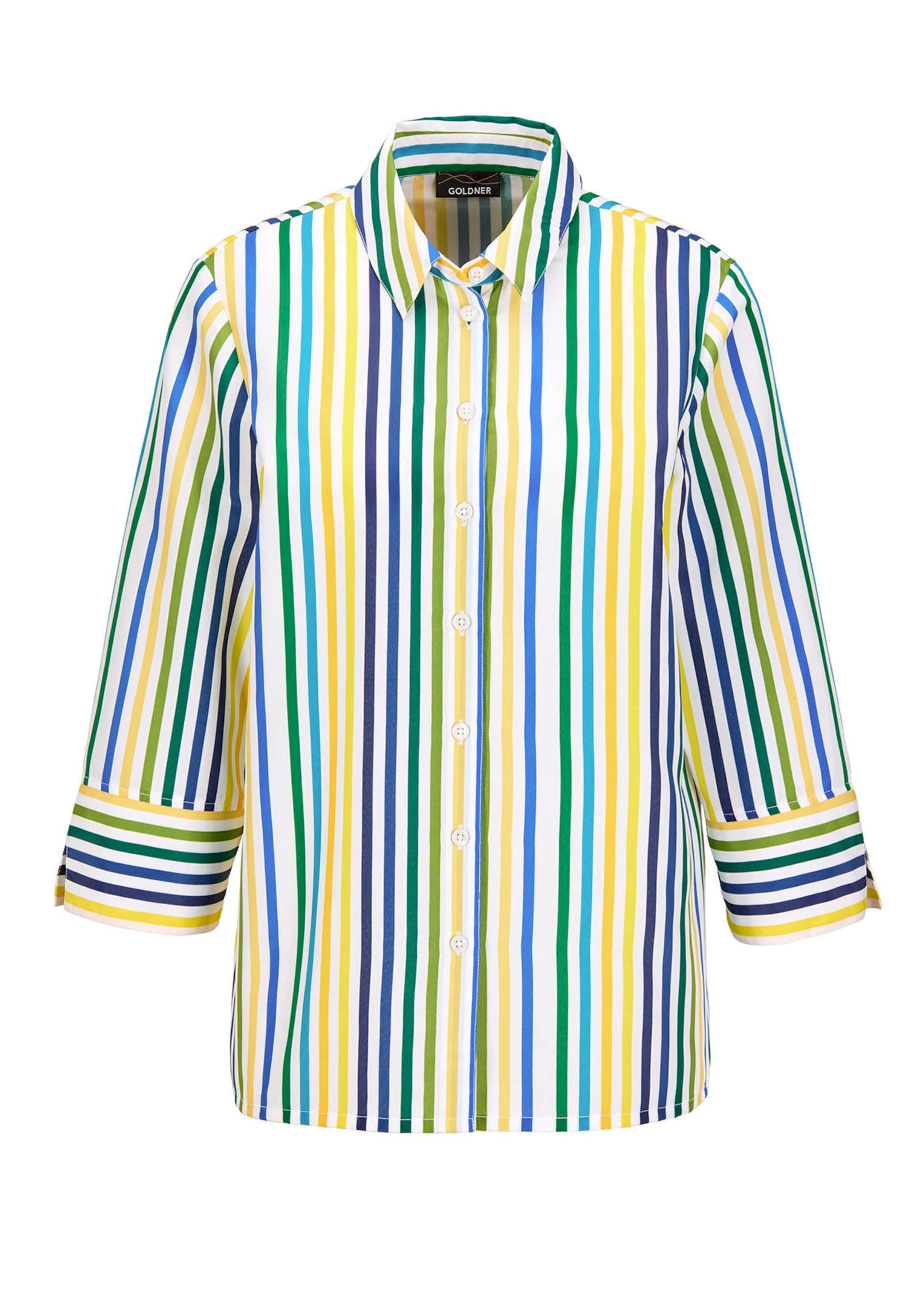 GOLDNER Hemdbluse »Kurzgröße Blusenshirt mit Streifenmuster« Knopfleiste