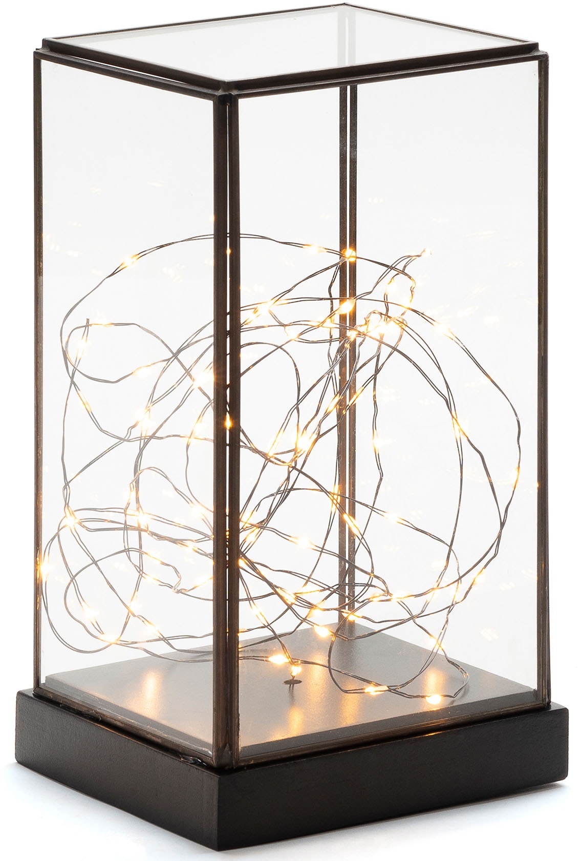 KONSTSMIDE LED Laterne »Weihnachtsdeko«, 80 flammig-flammig, LED  Glaslaterne rechteckig mit schwarzem Holzfundament online kaufen | mit 3  Jahren XXL Garantie