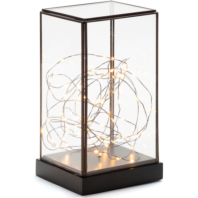 KONSTSMIDE LED Laterne »Weihnachtsdeko«, 80 flammig-flammig, LED  Glaslaterne rechteckig mit schwarzem Holzfundament online kaufen | mit 3  Jahren XXL Garantie