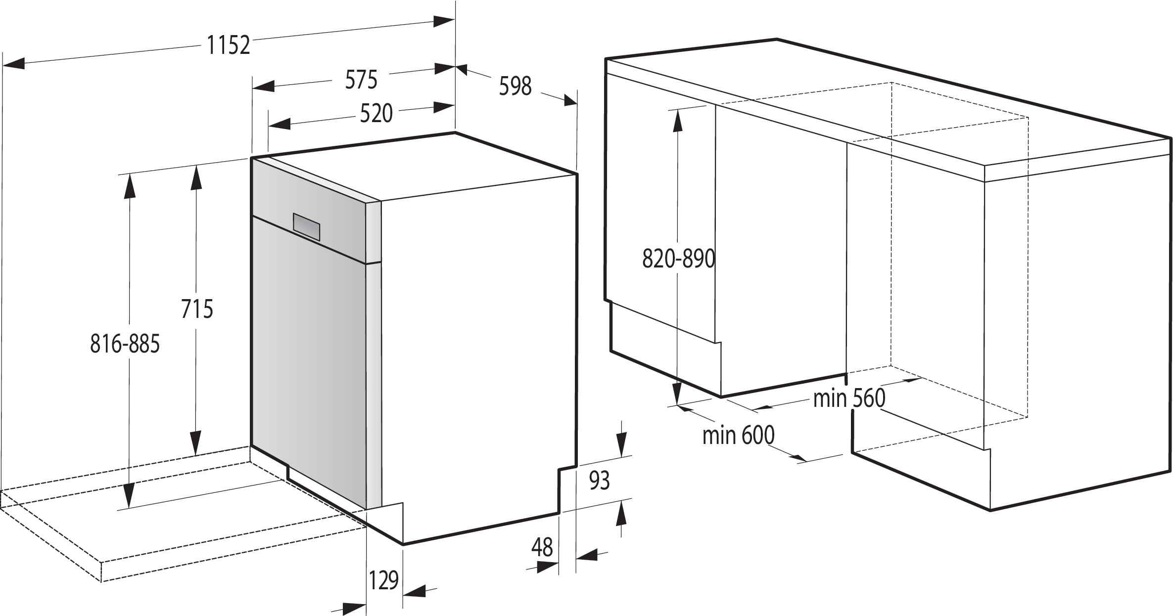 GORENJE Unterbaugeschirrspüler »GU663C95X« 9,4 l 16 tlg. Maßgedecke 16 Maßgedecke, auto. Türöffnung, Besteckschublade