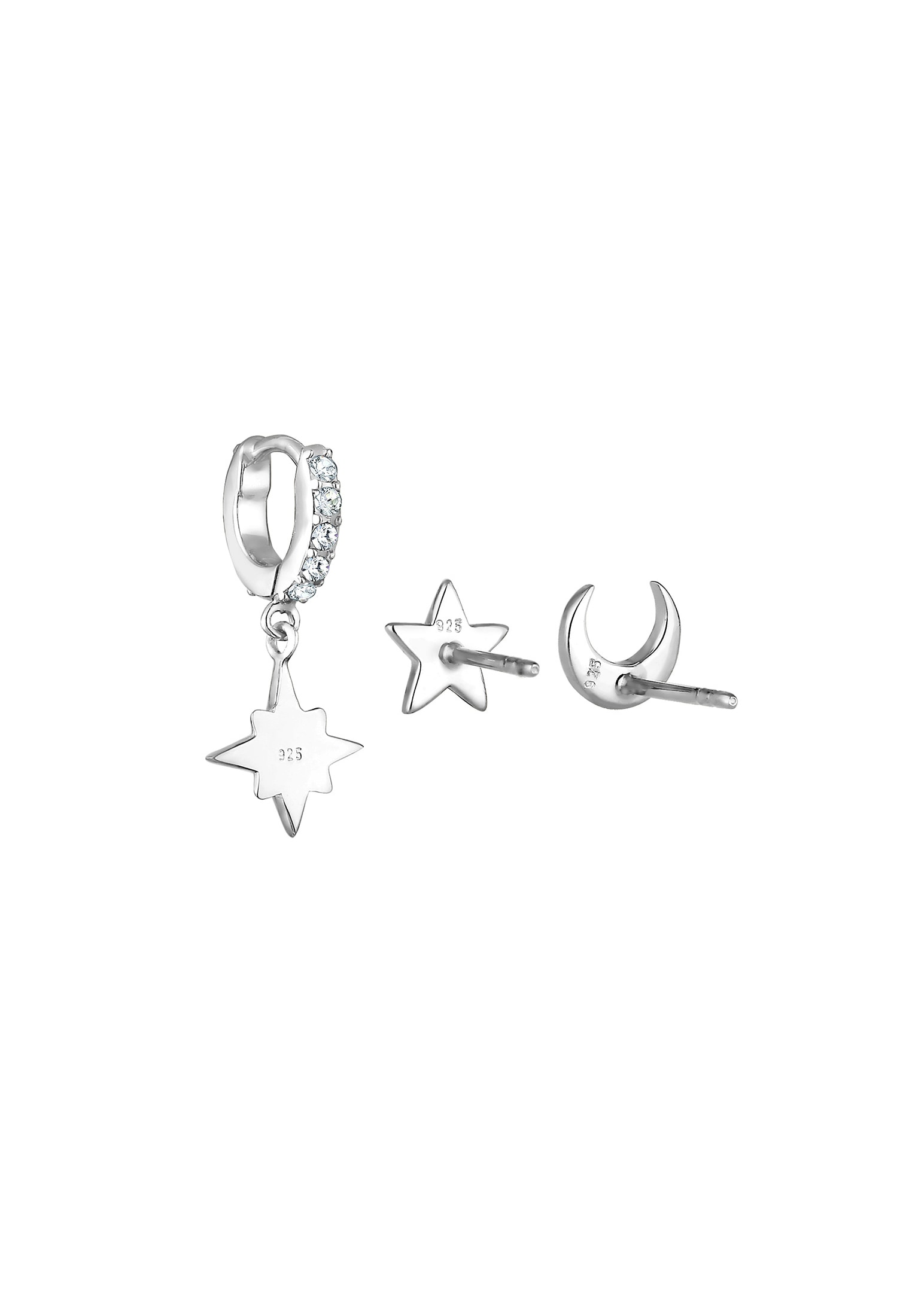 Elli Ohrstecker-Set »Ohrringe Ohrstecker Creolen 3er Set 925 Silber, mit Kristallen von Swarovski®«