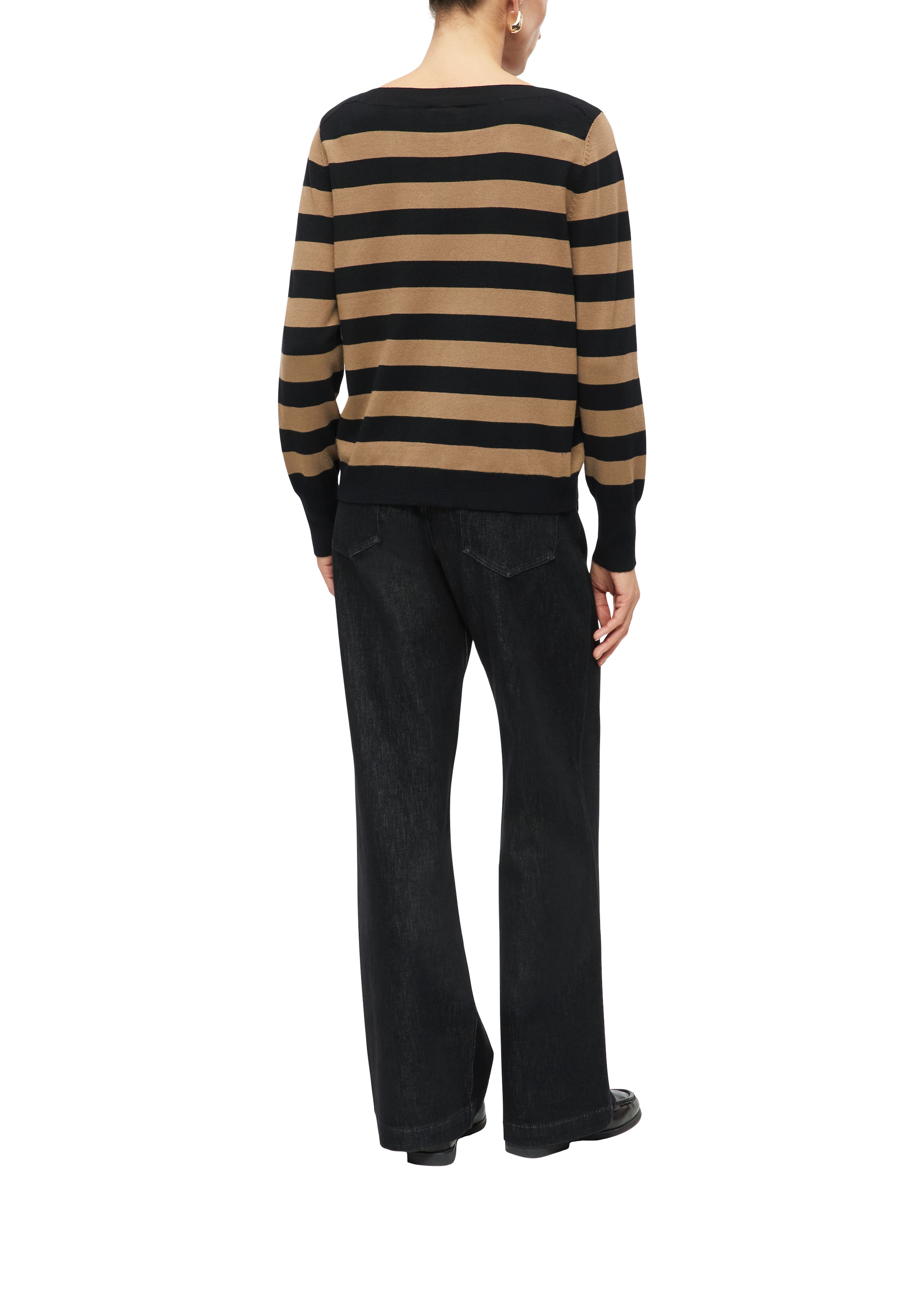 s.Oliver BLACK LABEL Strickpullover mit Streifenmuster / U-Boot-Ausschnitt
