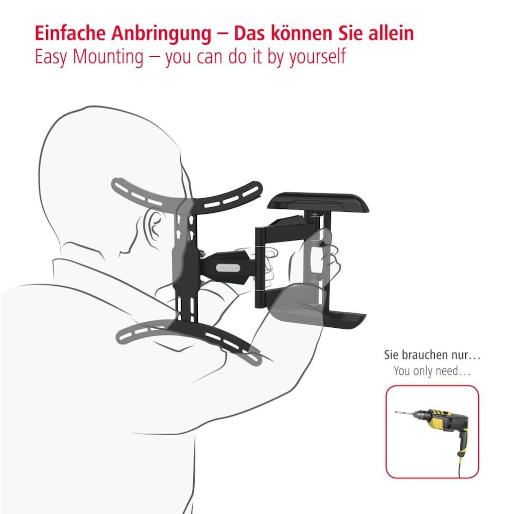 Hama TV-Wandhalterung »schwenkbar, vollbeweglich, 81 - 165 cm (32"- 65"), 43", 50", 55"«, bis 165 cm Zoll