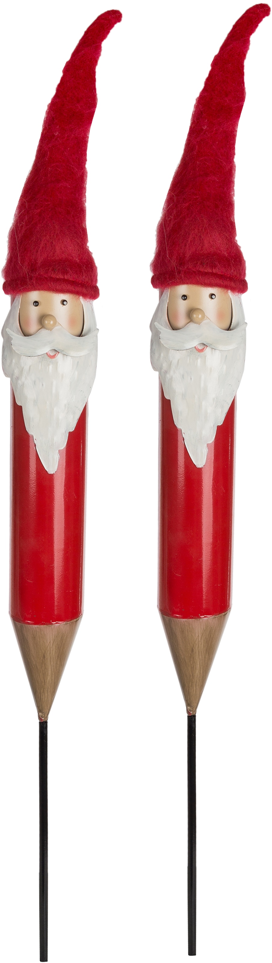 Myflair Möbel & Accessoires Gartenstecker »Weihnachtsdeko rot aussen«, (Set, 2 St.), Weihnachtsmann Motiv, Höhe ca. 58 cm