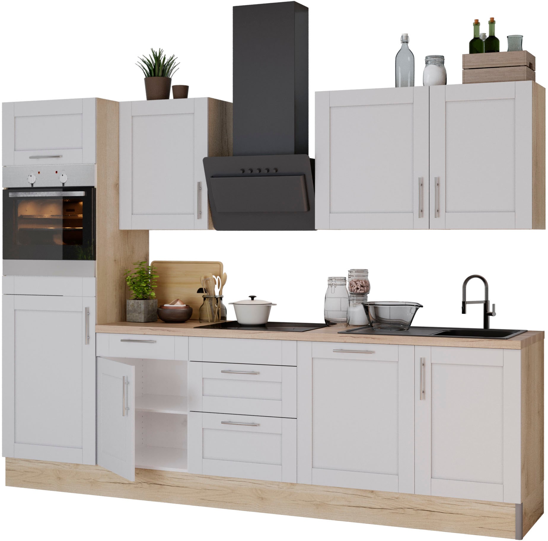 OPTIFIT Küche "Ahus" Breite 280 cm,wahlw. mit E-Geräten,Soft Close Funktion,MDF Fronten